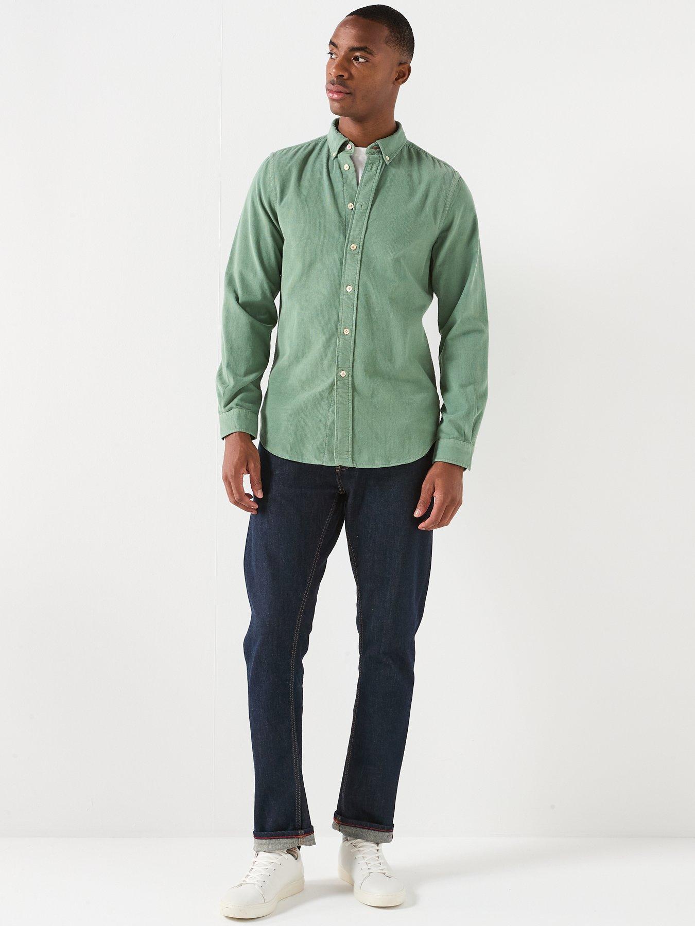  image of ps-paul-smith-tailored-fit-button-down-plain-shirt-green