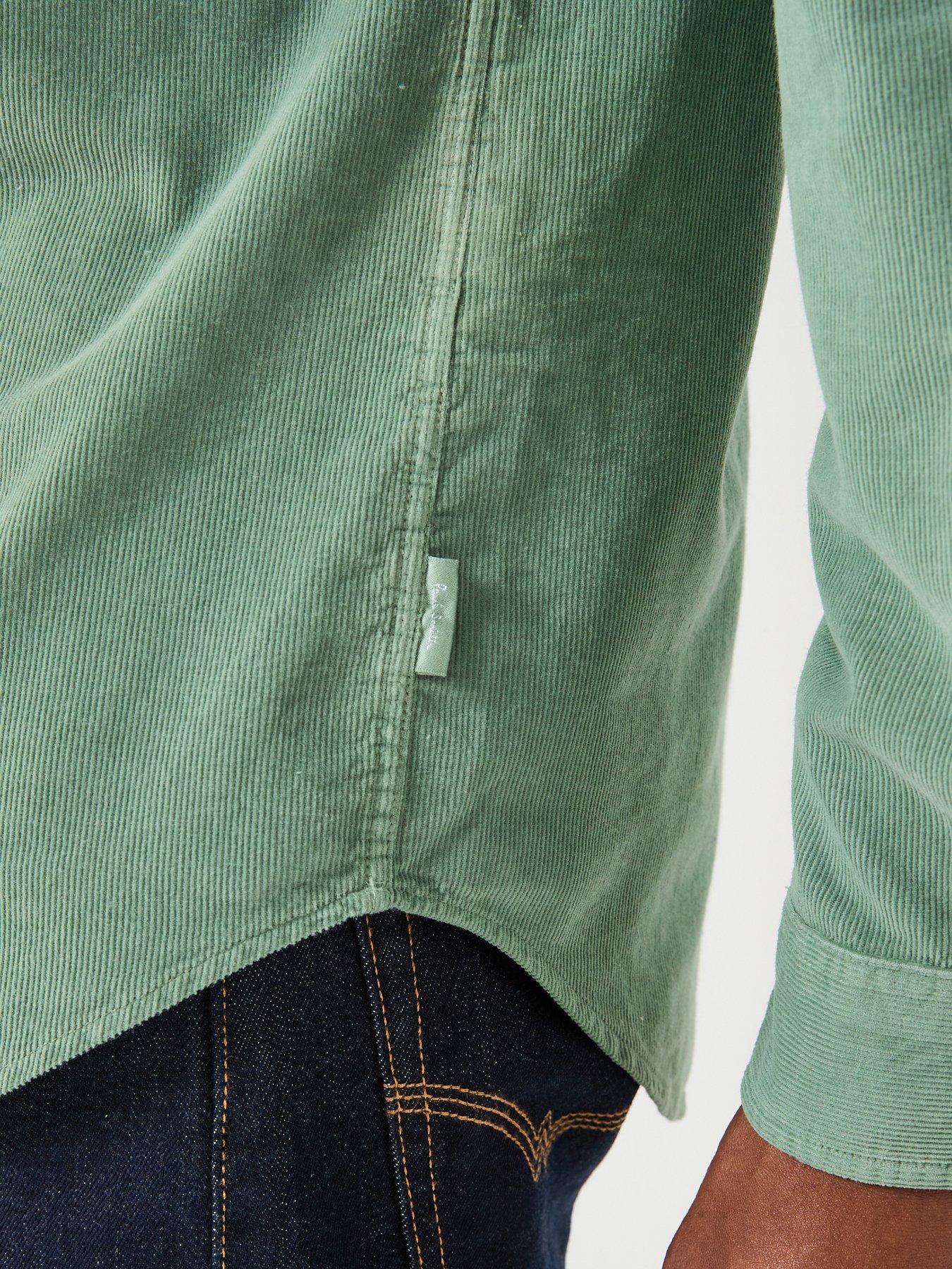  image of ps-paul-smith-tailored-fit-button-down-plain-shirt-green
