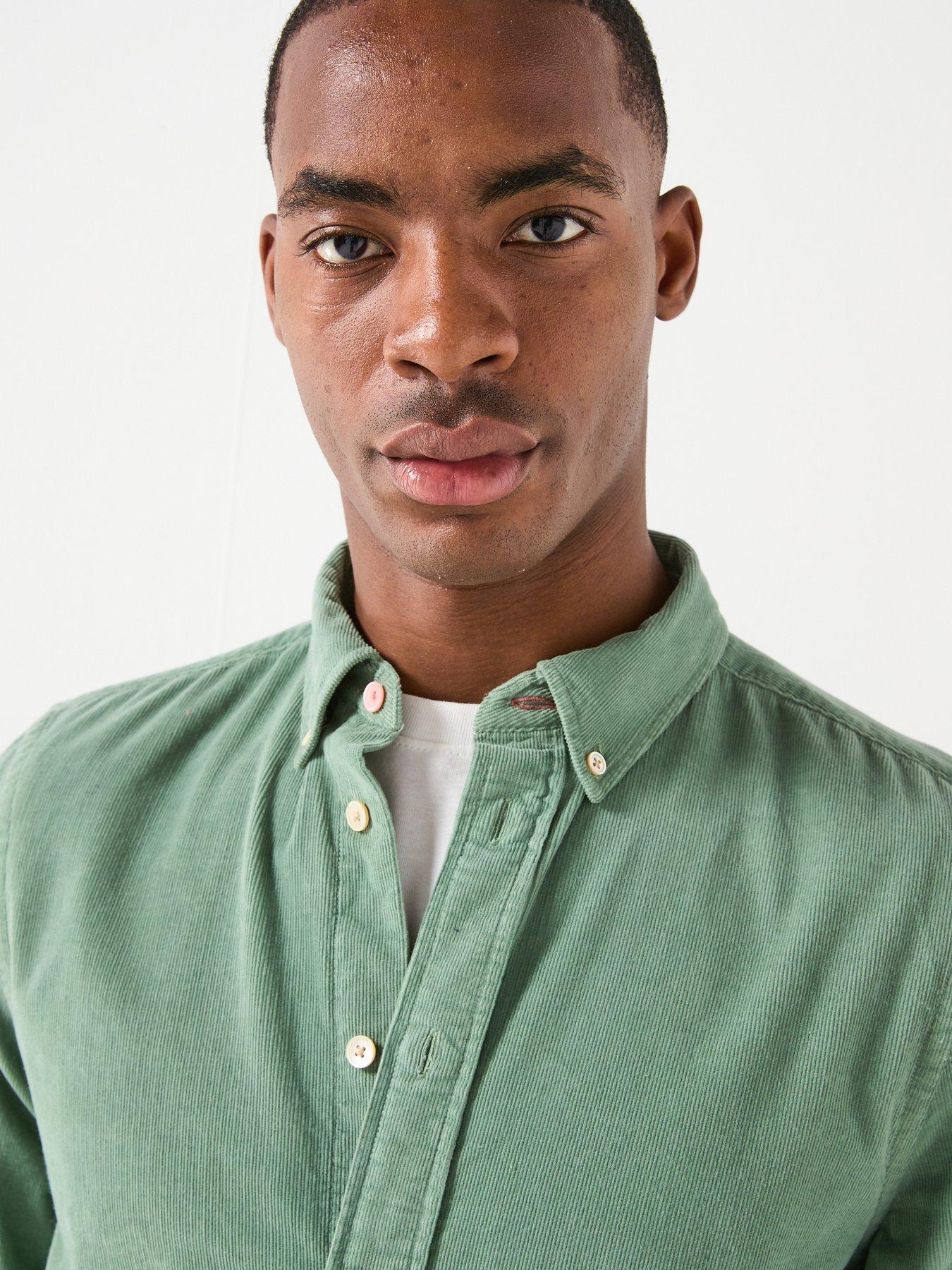  image of ps-paul-smith-tailored-fit-button-down-plain-shirt-green