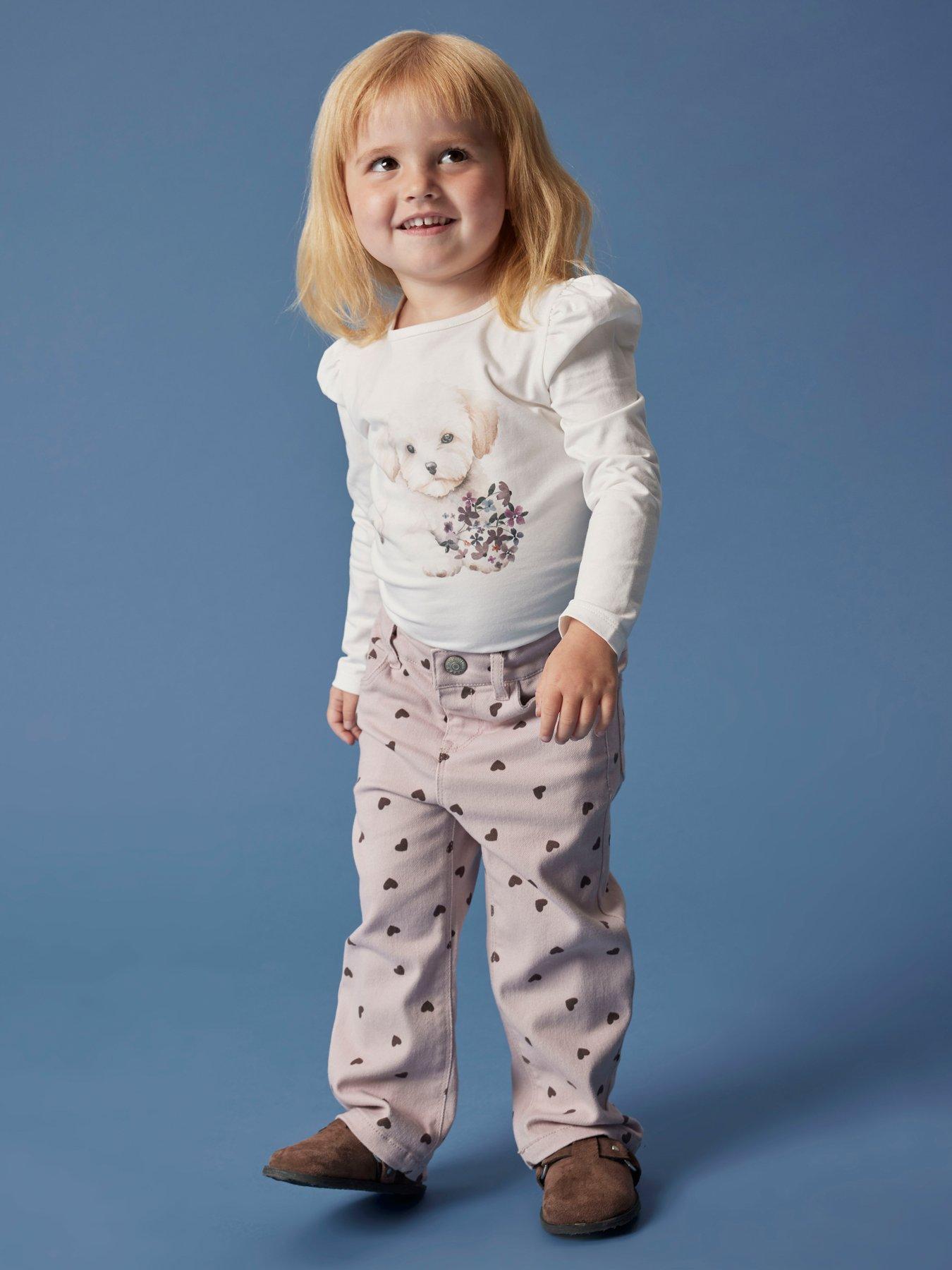 undefined Mini Girls Heart Print Jeans - Pink