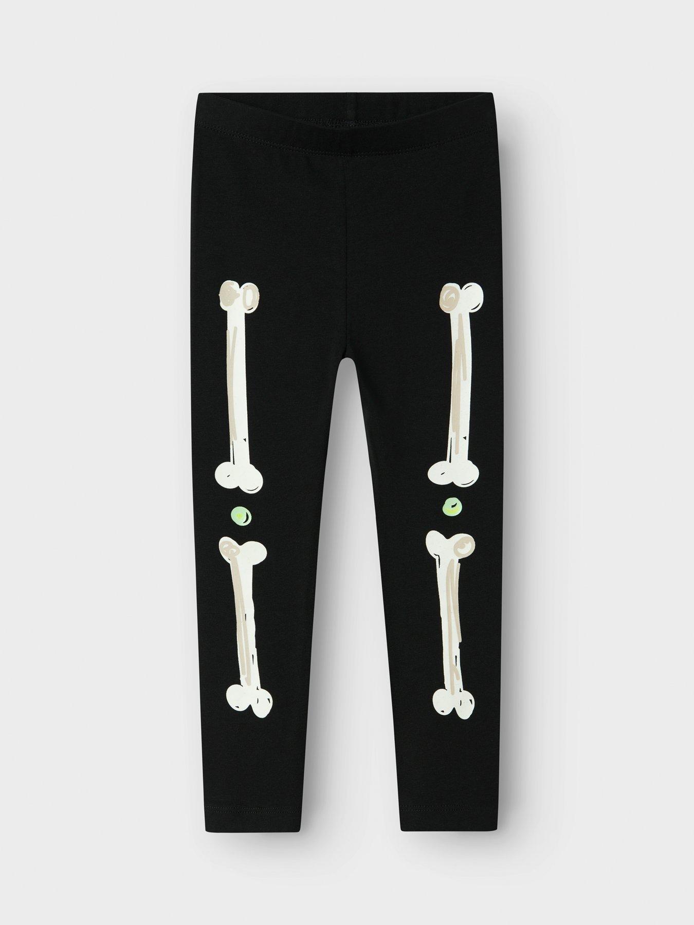 Image 4 of 5 of Name It Mini Boys Glow In The Dark Halloween Skeleton Set - Black