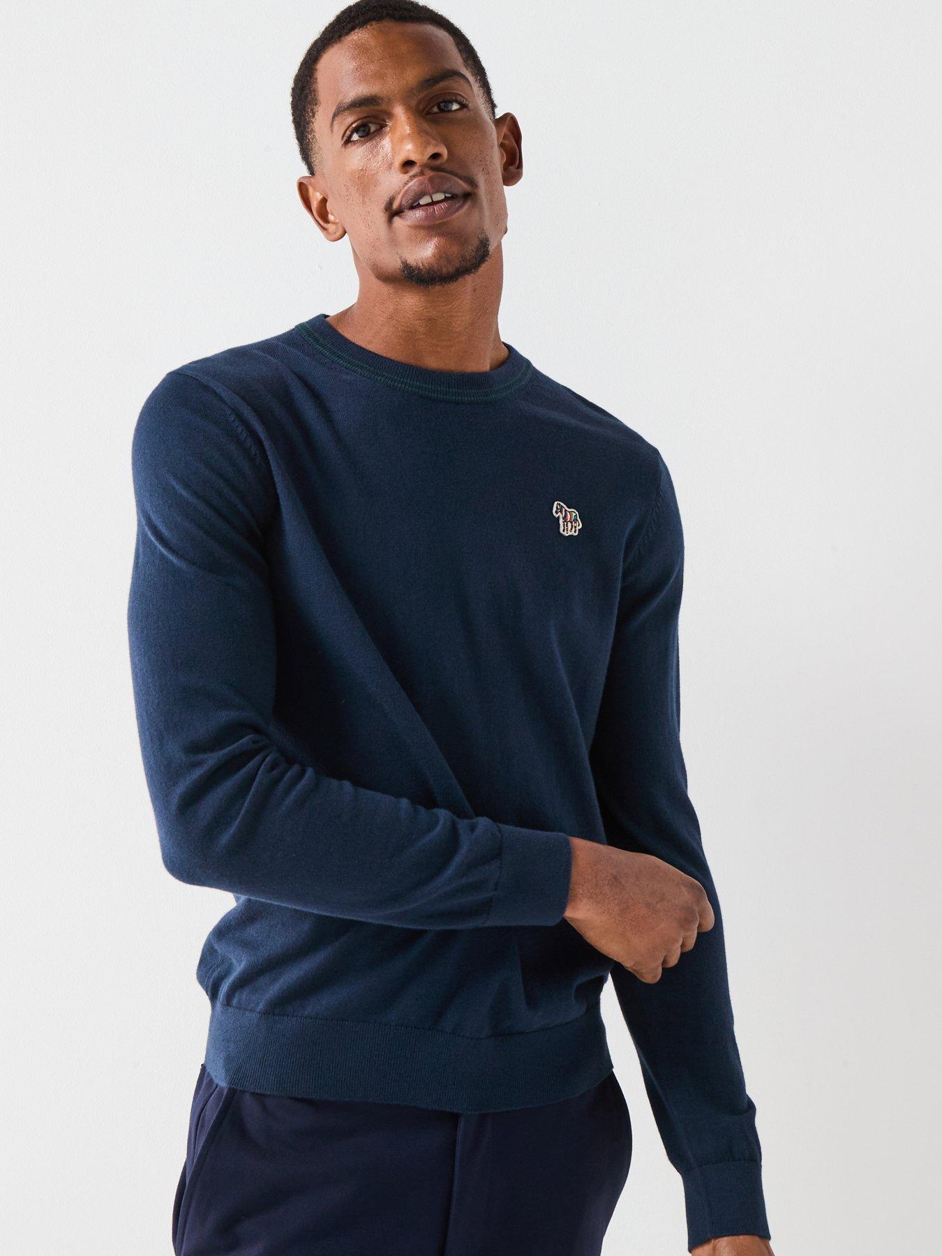 undefined Regular Fit Zebra Knitted Jumper - Navy