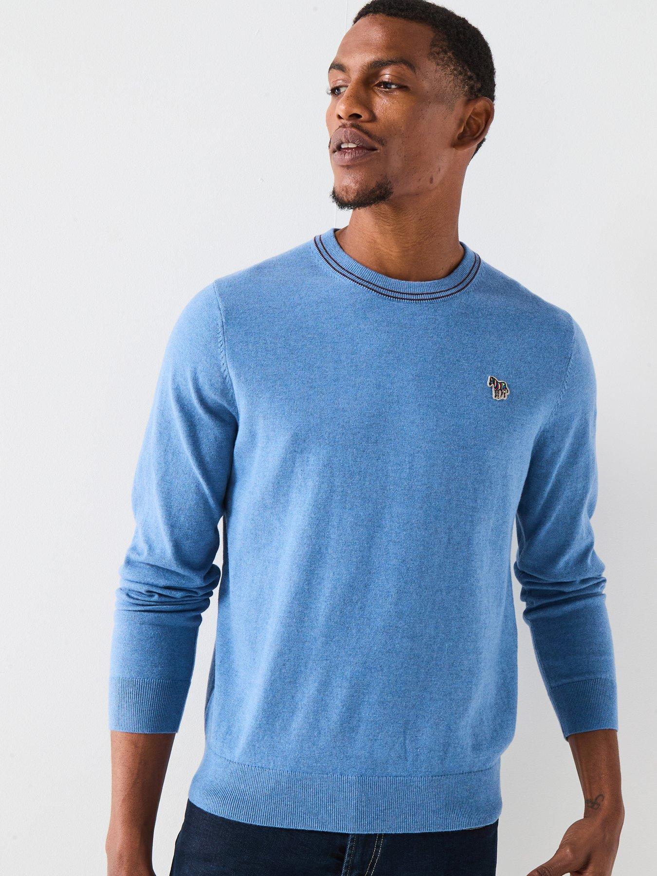 undefined Regular Fit Zebra Knitted Jumper - Light Blue