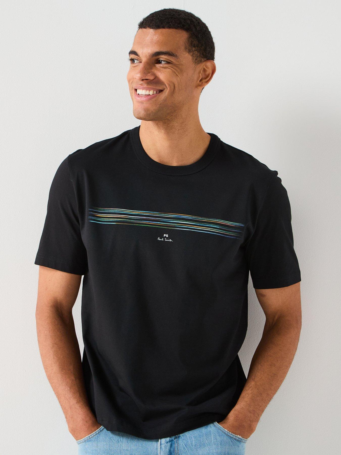 Image 1 of 5 of PS PAUL SMITH Stripe Graphic Logo T-Shirt - Black