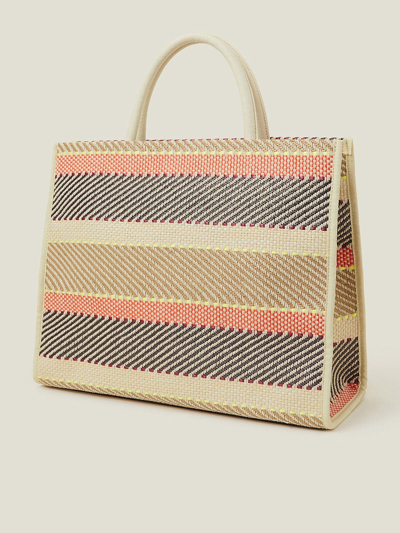  image of accessorize-stripe-book-tote-bag-pastel-multi