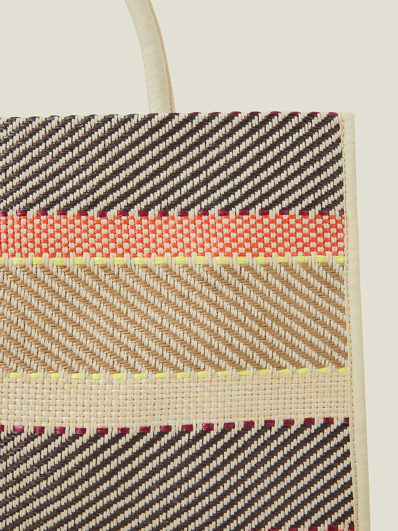  image of accessorize-stripe-book-tote-bag-pastel-multi