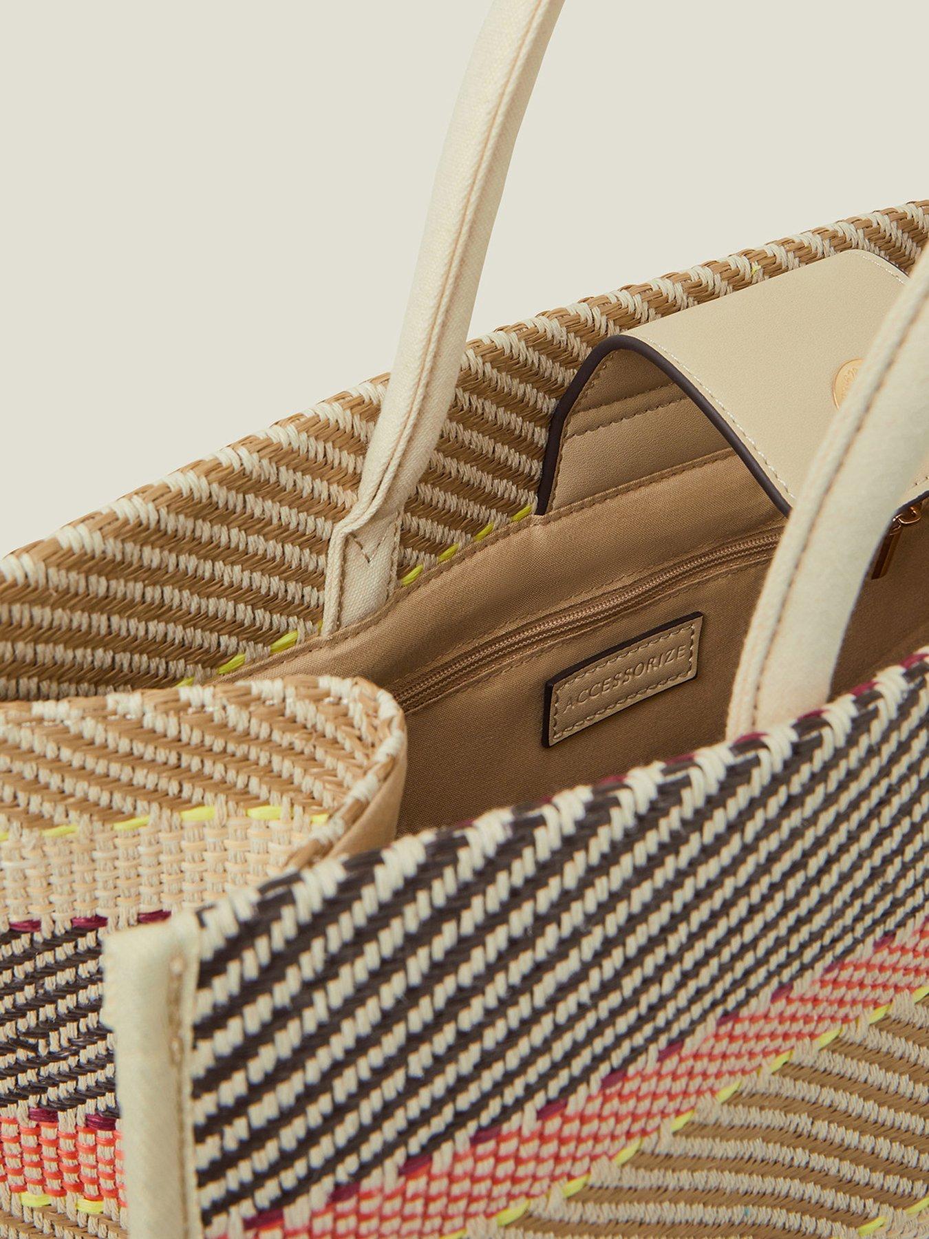  image of accessorize-stripe-book-tote-bag-pastel-multi