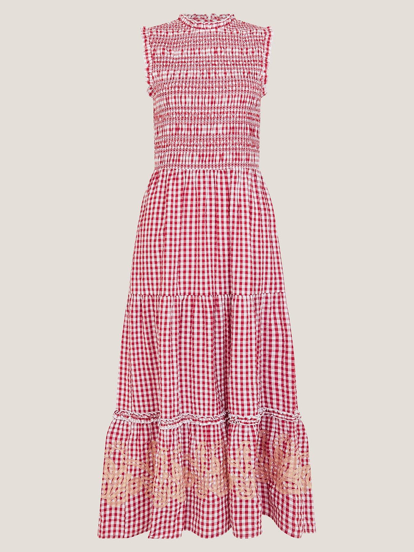 Image 3 of 5 of Monsoon Greta Gingham Dress - Red