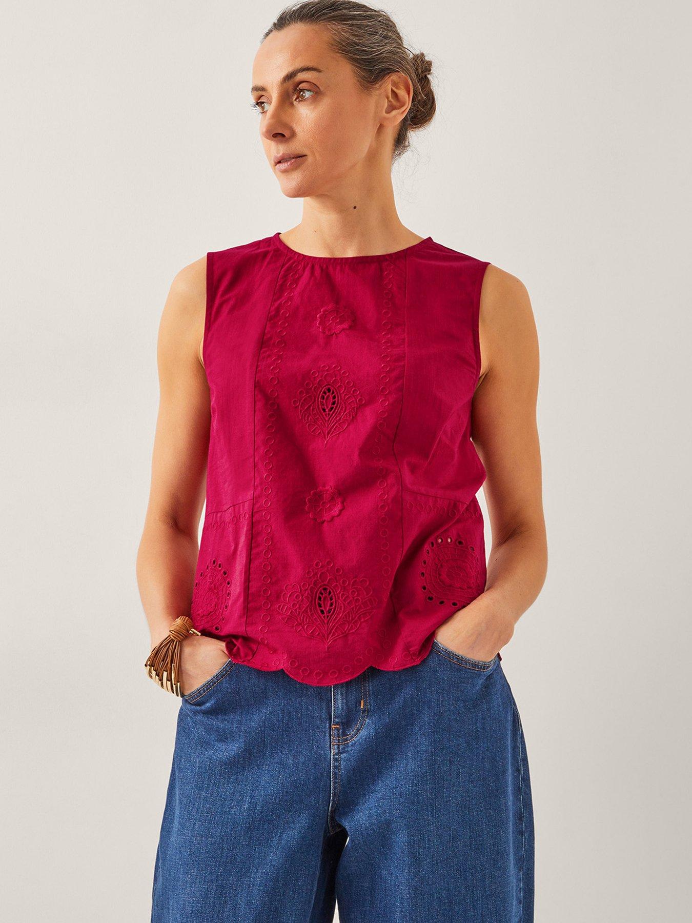 undefined Orla Broderie Tank - Red