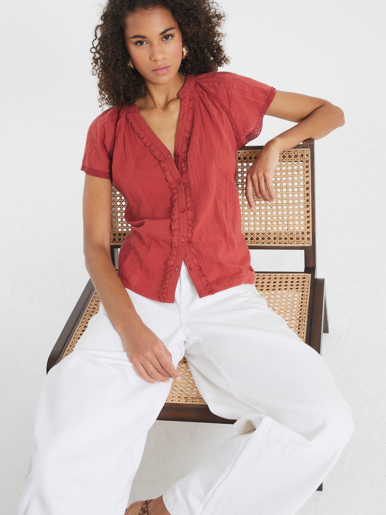 DEEP V FRILL SHORT SLEEVE TOP MY FOLK ART HEART