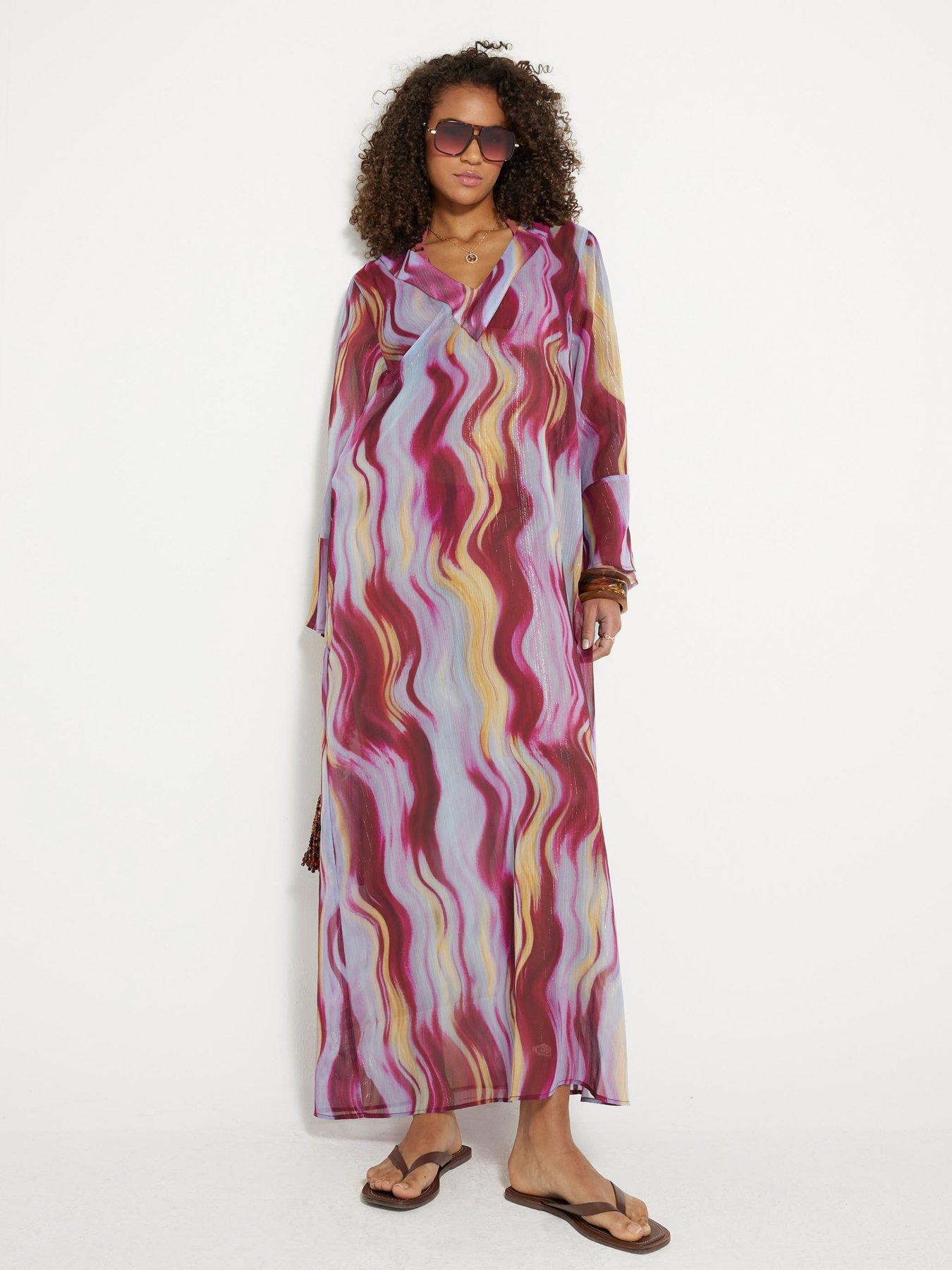 River Island Printed Maxi Tunic Dress - Brown