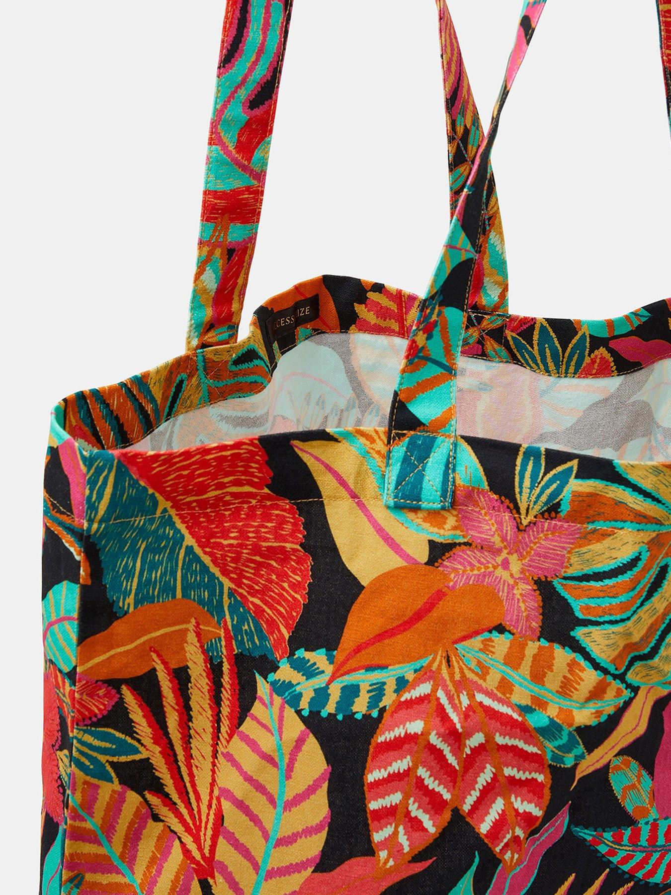  image of accessorize-tropical-printed-shopper-bag-multi