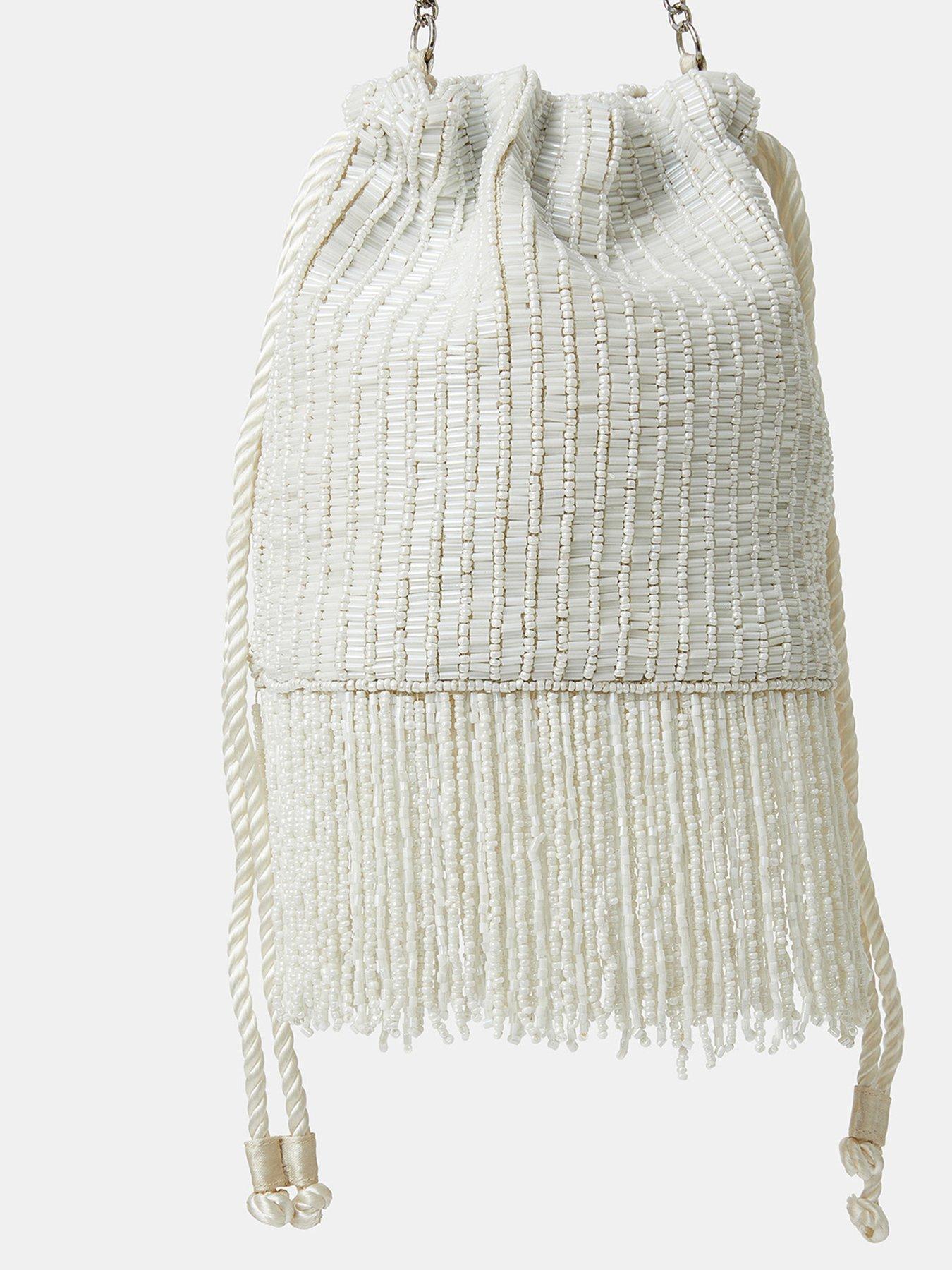  image of accessorize-bridal-beaded-duffle-ivory