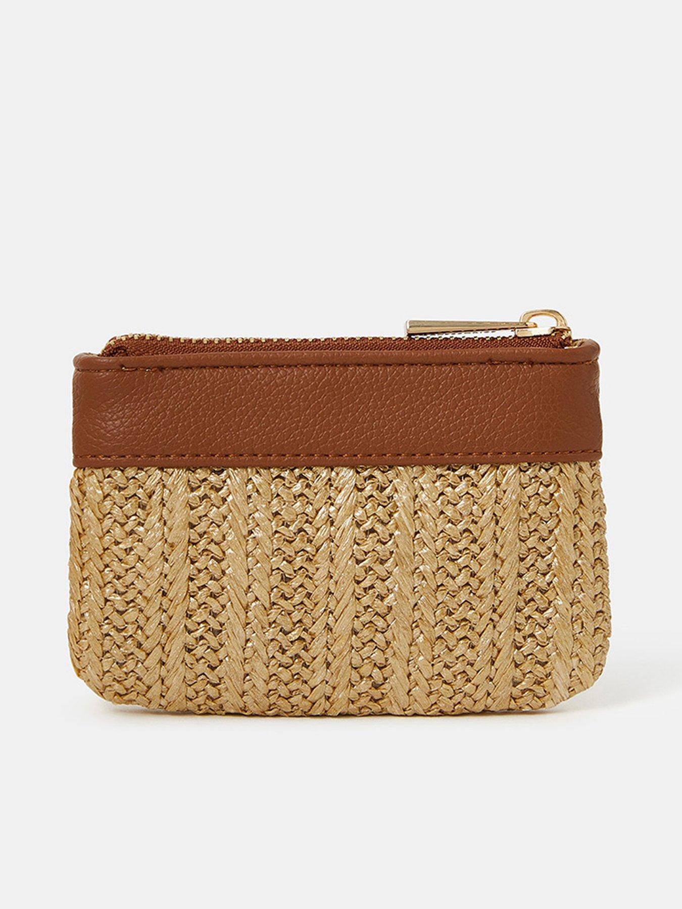  image of accessorize-metallic-raffia-coin-purse-gold