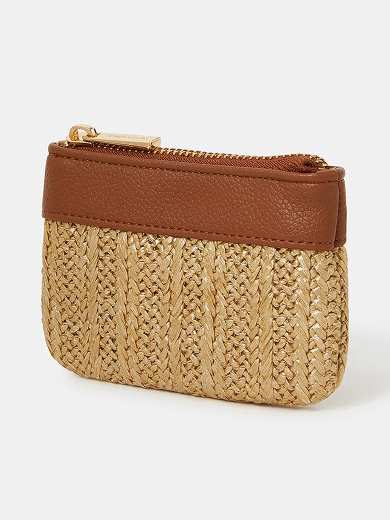  image of accessorize-metallic-raffia-coin-purse-gold