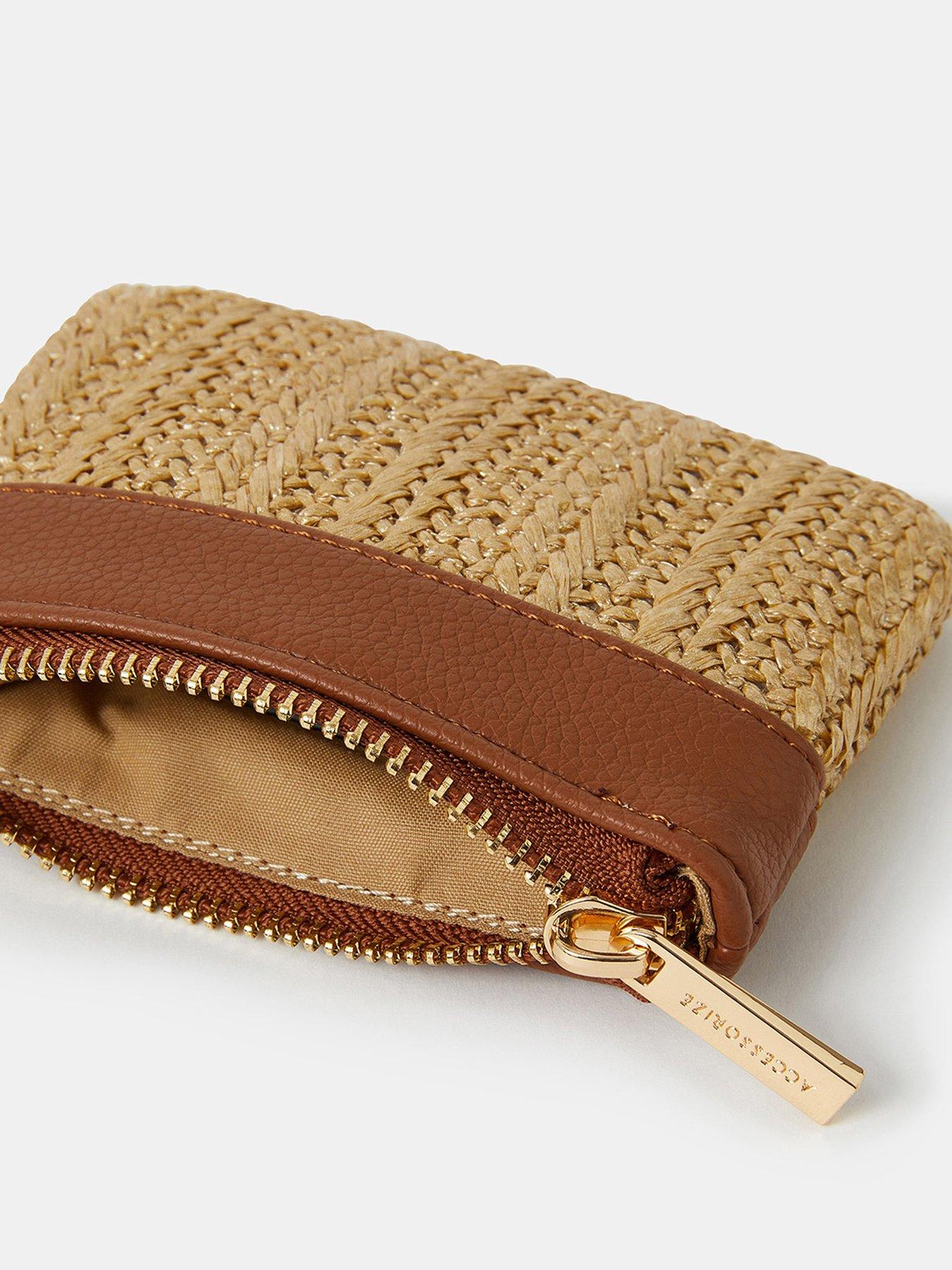  image of accessorize-metallic-raffia-coin-purse-gold