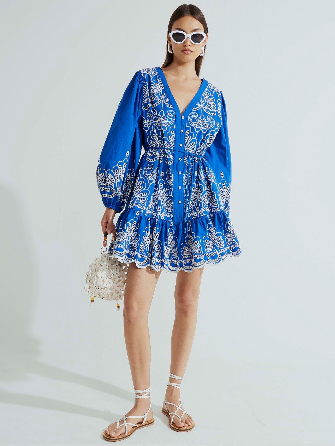 River Island Long Sleeve Poplin Shirt Dress - Blue