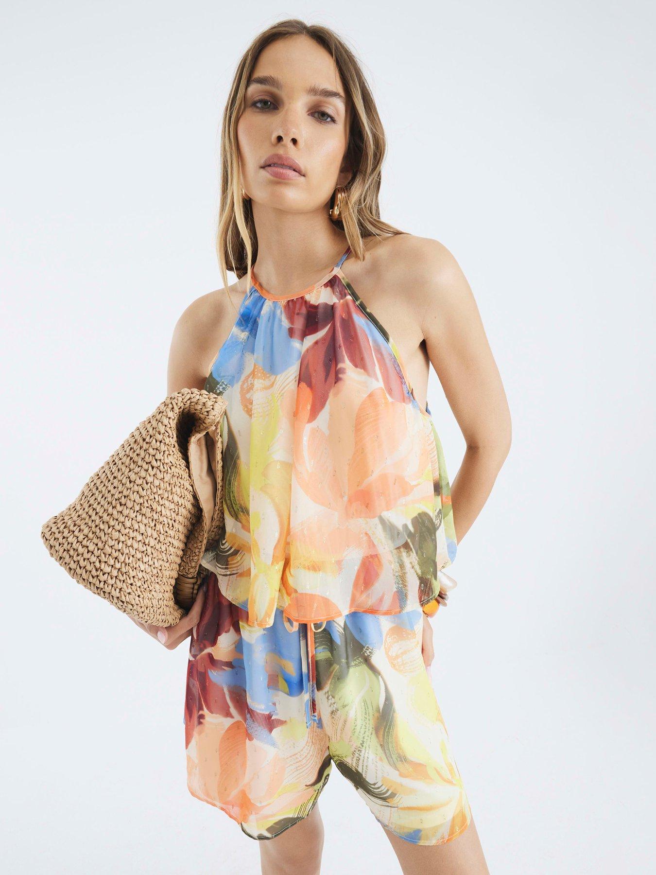 undefined Short Printed Playsuit - Multi