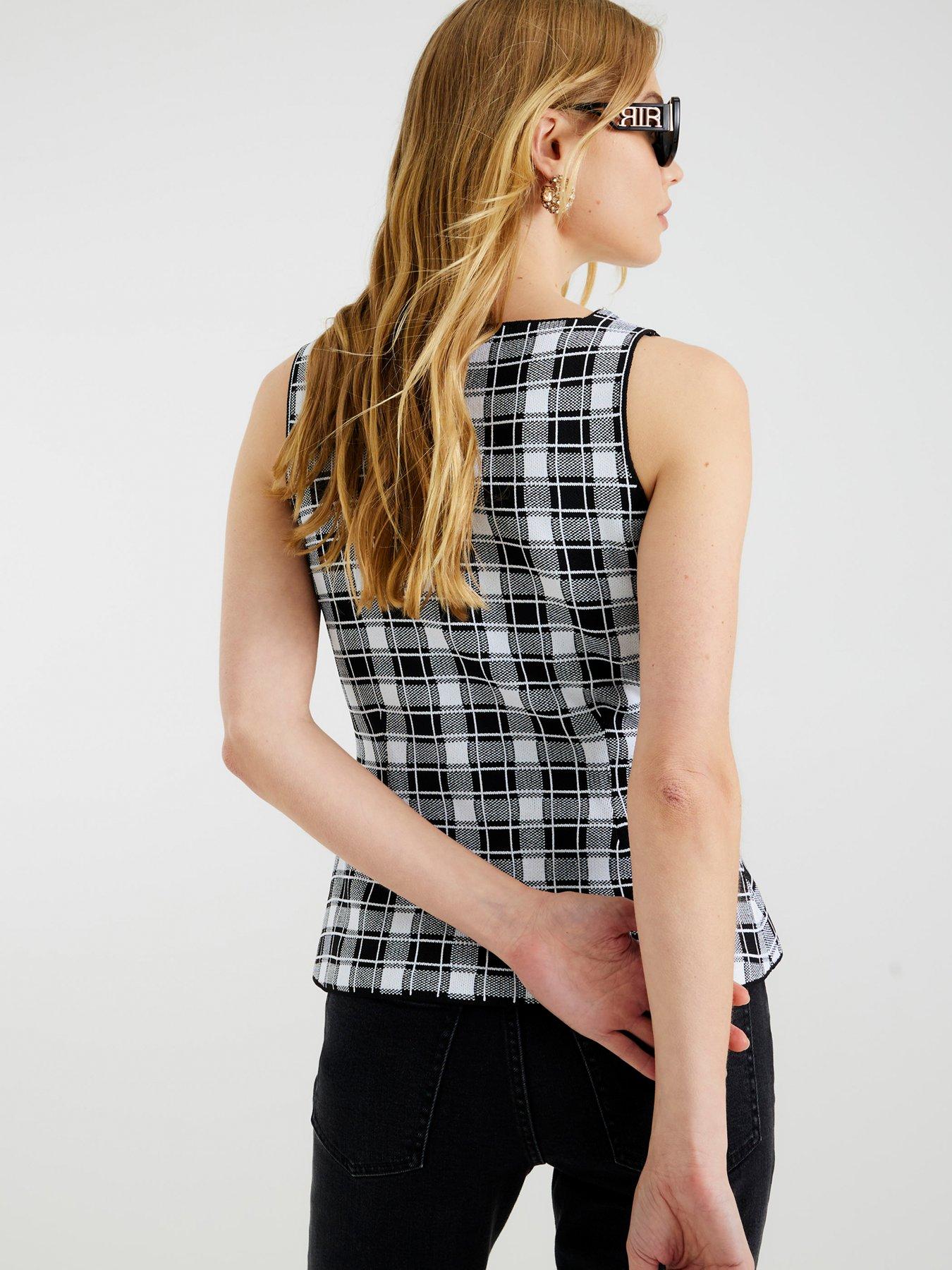 Image 2 of 4 of River Island Gingham Vest - Black