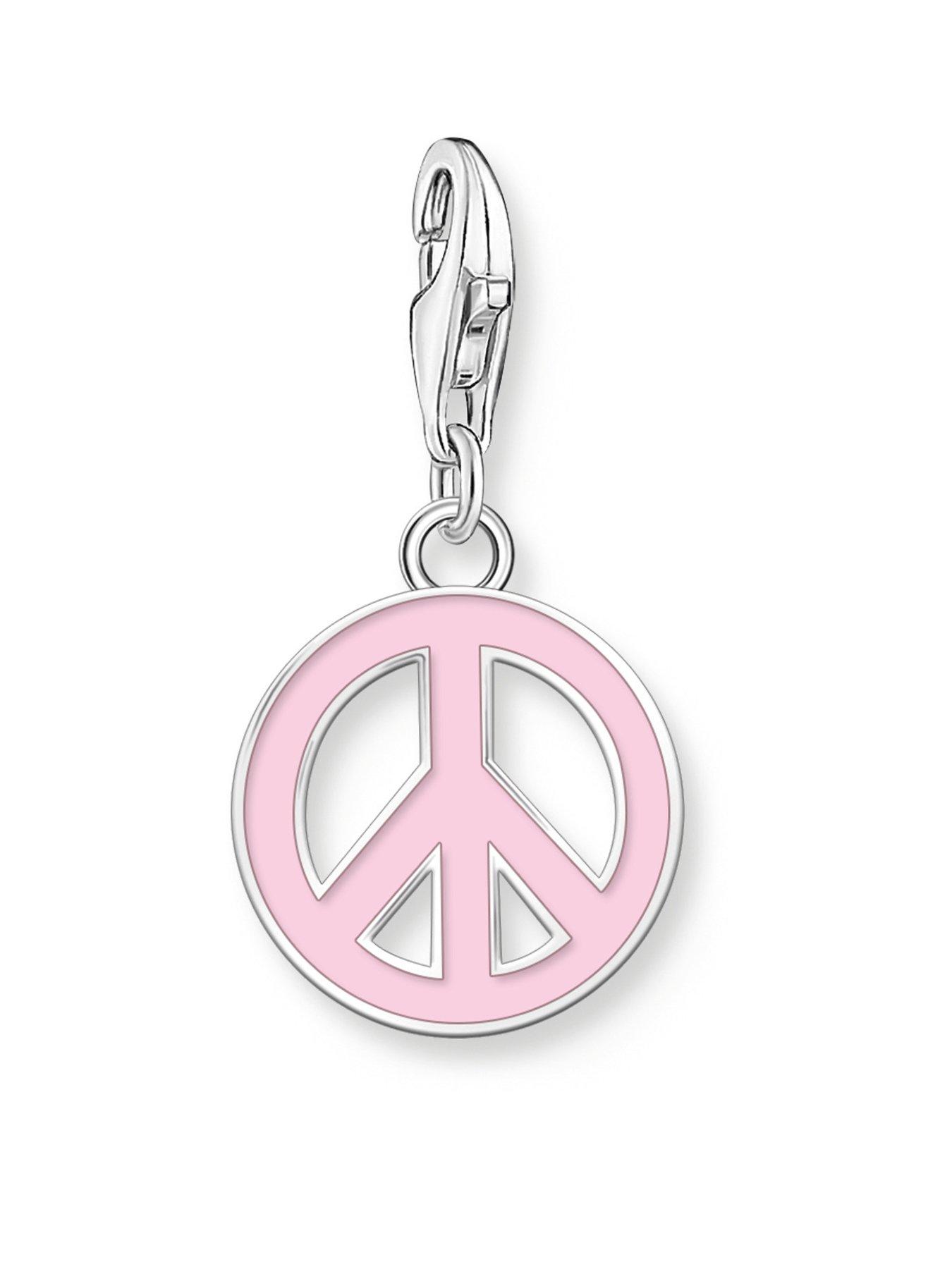 front image of thomas-sabo-charm-peace-sign-enamel-pink