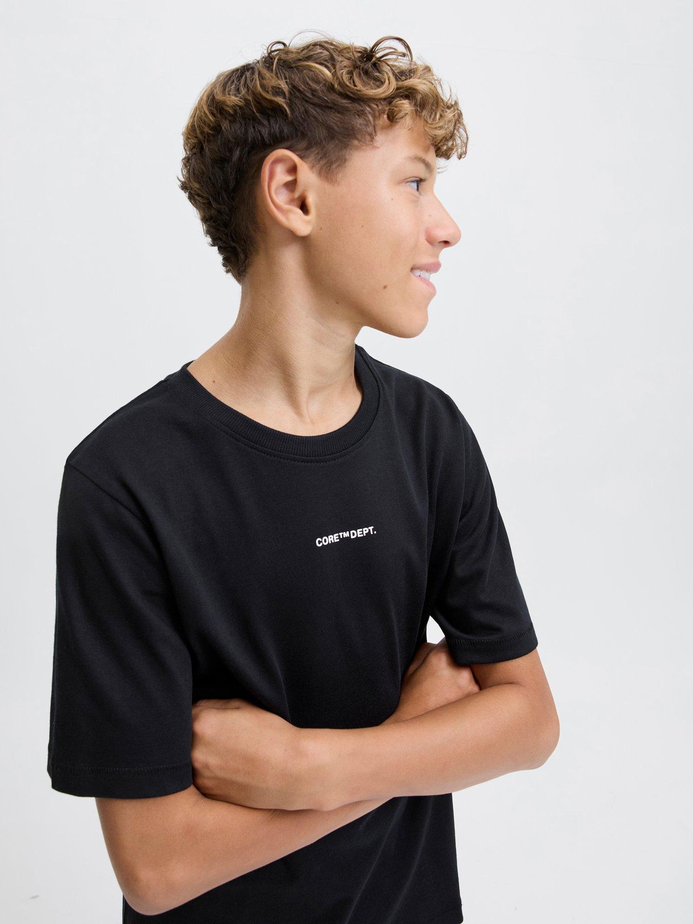 Jack & Jones Junior Boys Cover Script Short Sleeve T-Shirt - Black