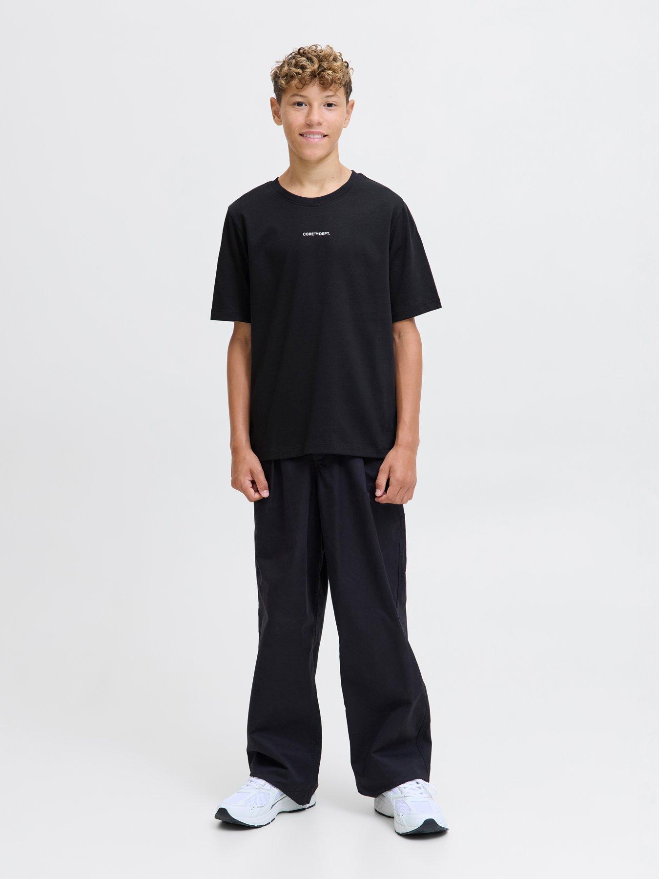 Image 4 of 6 of Jack & Jones Junior Boys Cover Script Short Sleeve T-Shirt - Black