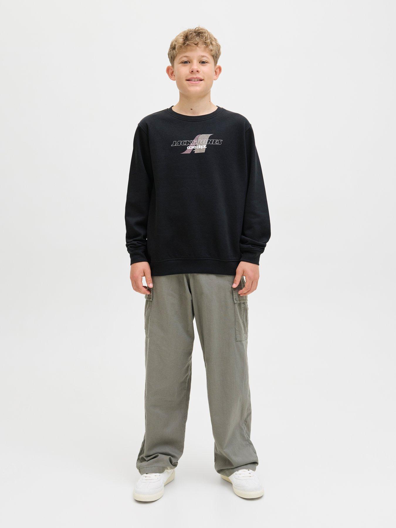 Image 3 of 5 of Jack & Jones Junior Boys Tier Print Sweater - Black