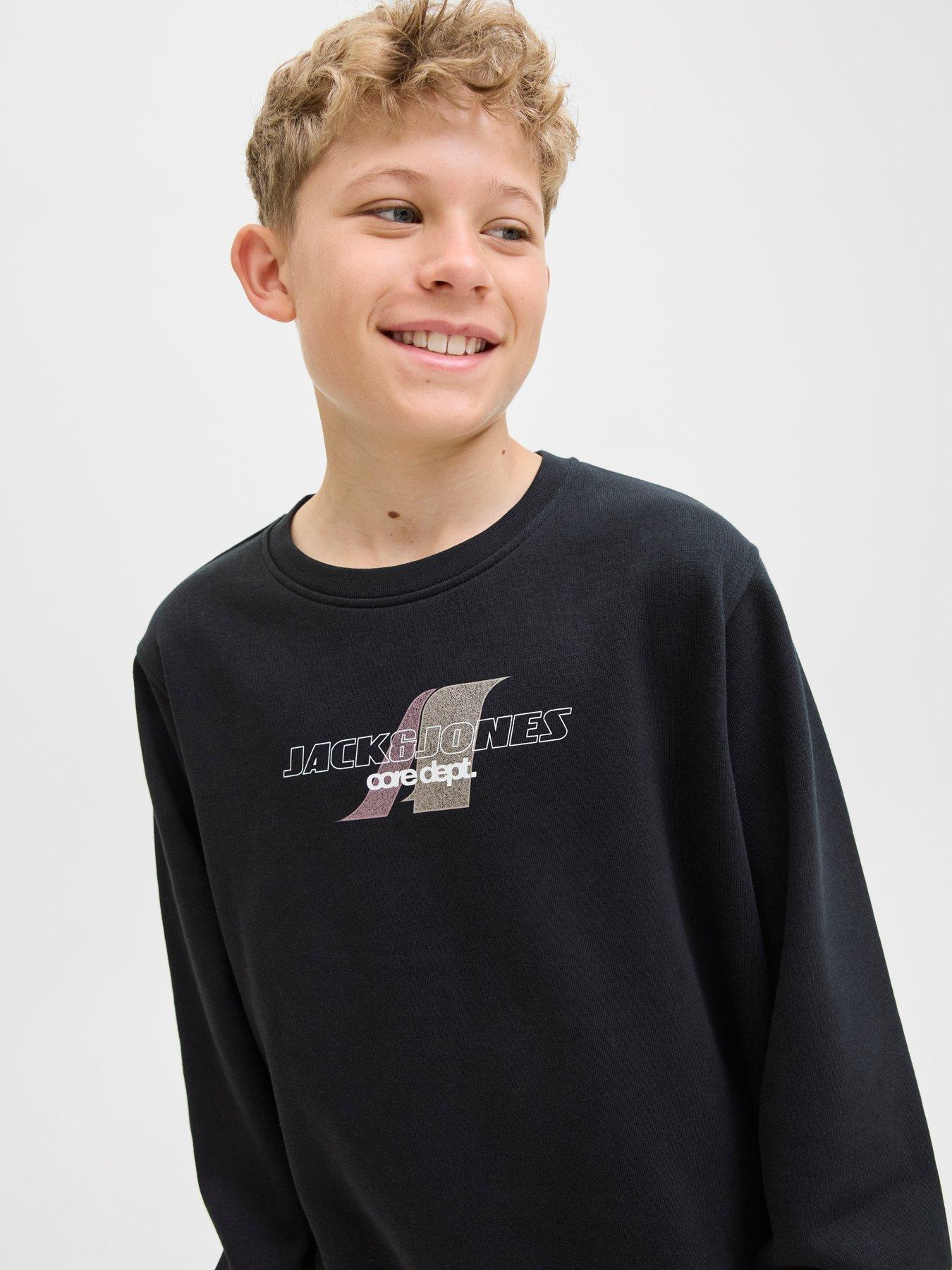 Image 4 of 5 of Jack & Jones Junior Boys Tier Print Sweater - Black