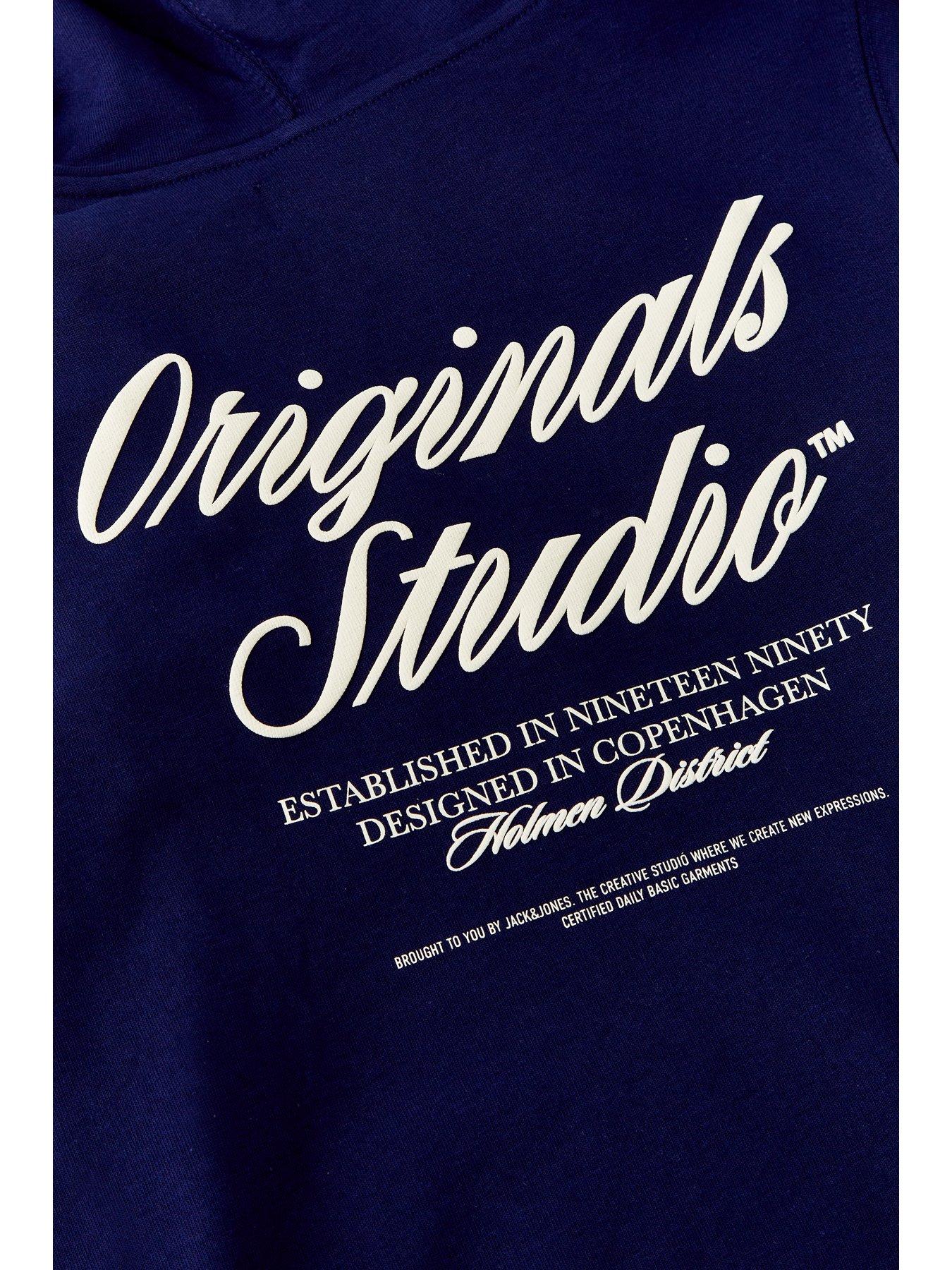 Image 3 of 4 of Jack & Jones Junior Boys Typo Print Hoodie - Blue