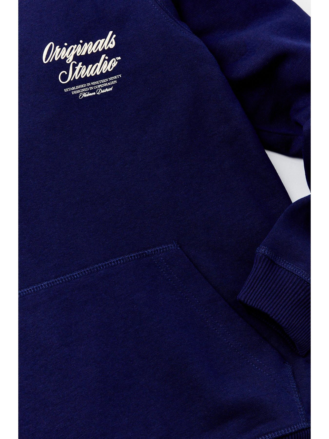 Image 4 of 4 of Jack & Jones Junior Boys Typo Print Hoodie - Blue