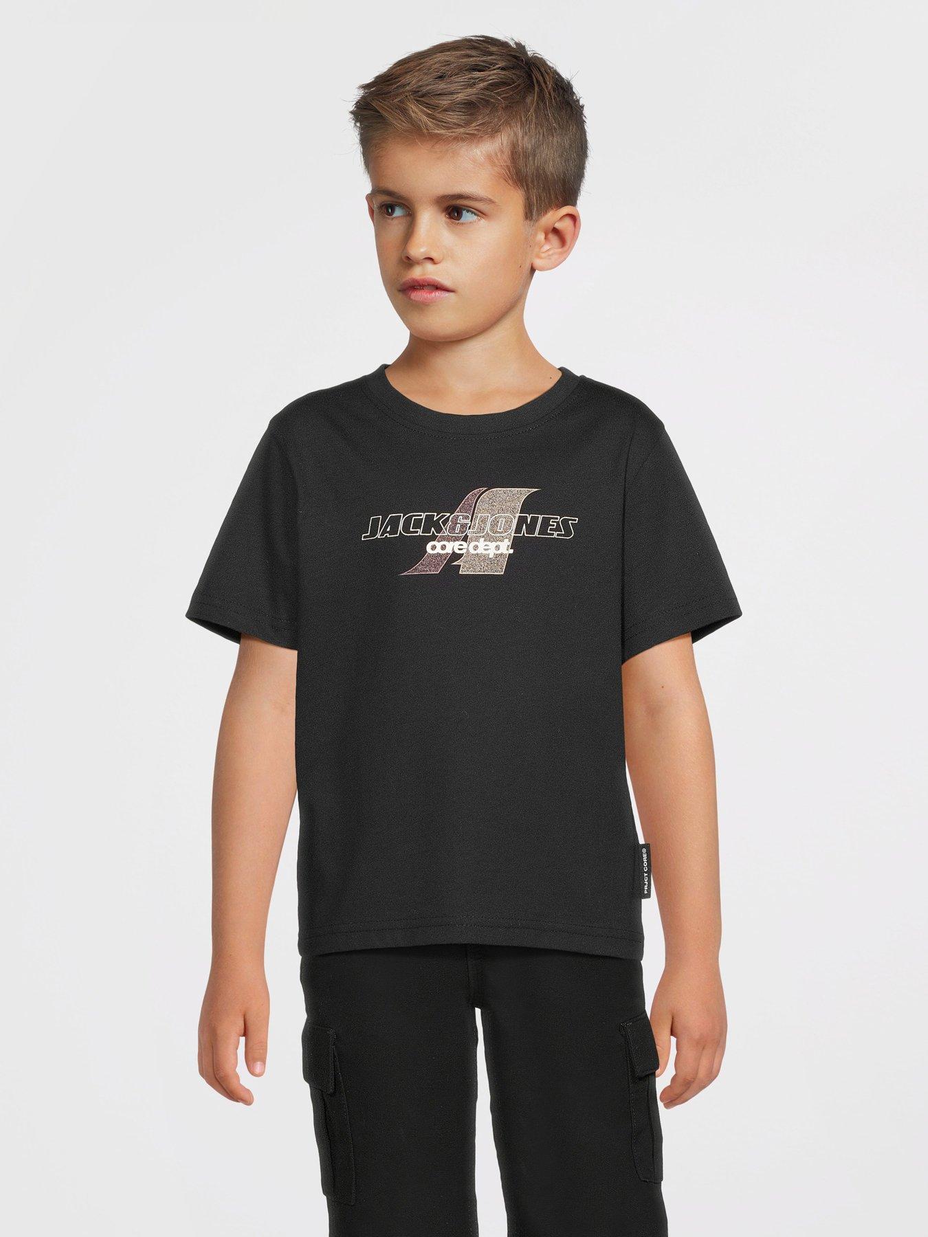 undefined Younger Boys Tier Front Print Short Sleeve T-shirt - Black