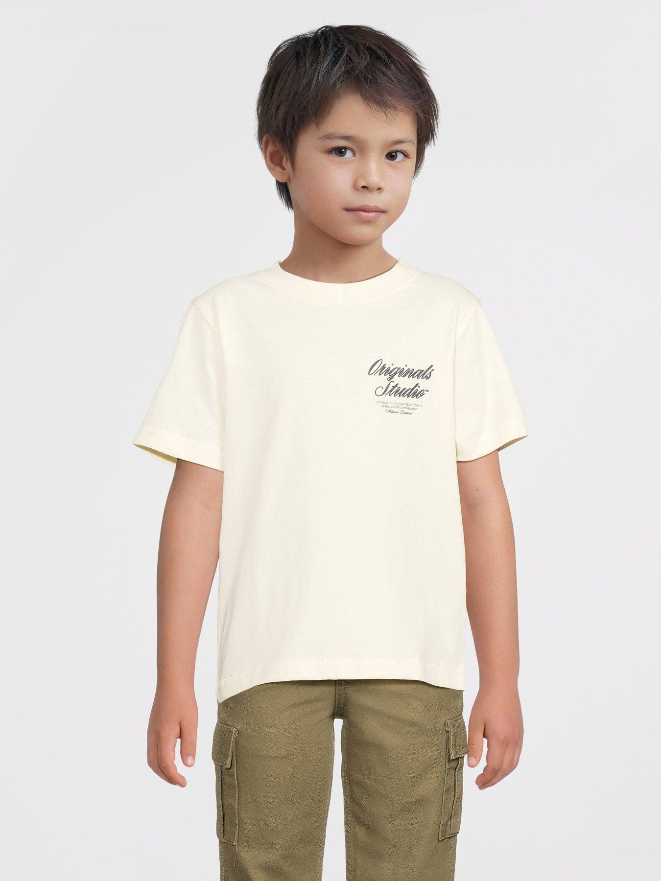 undefined Younger Boys Typo Print Short Sleeve T-shirt - Light Cream