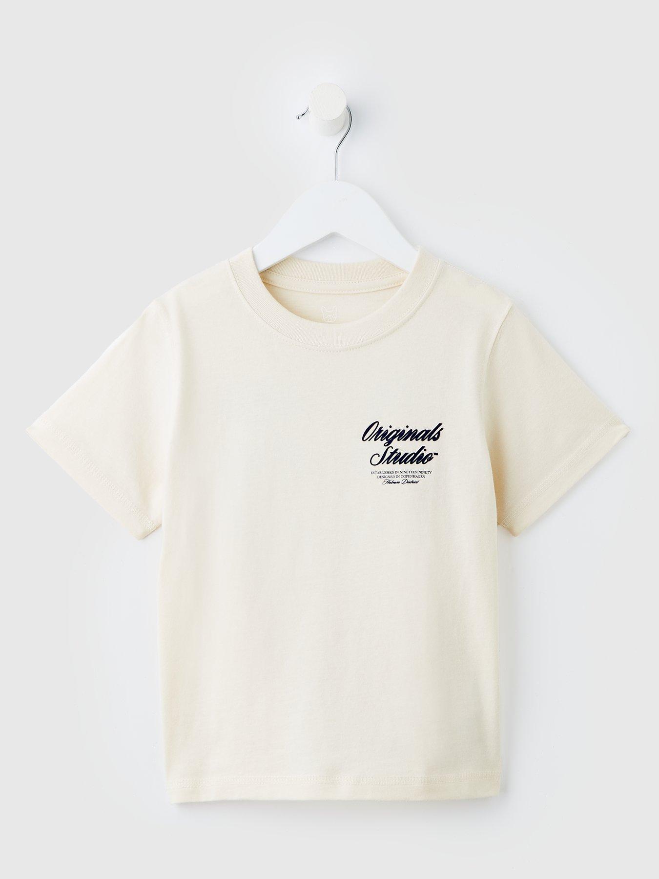 undefined Younger Boys Typo Print Short Sleeve T-shirt - Light Cream