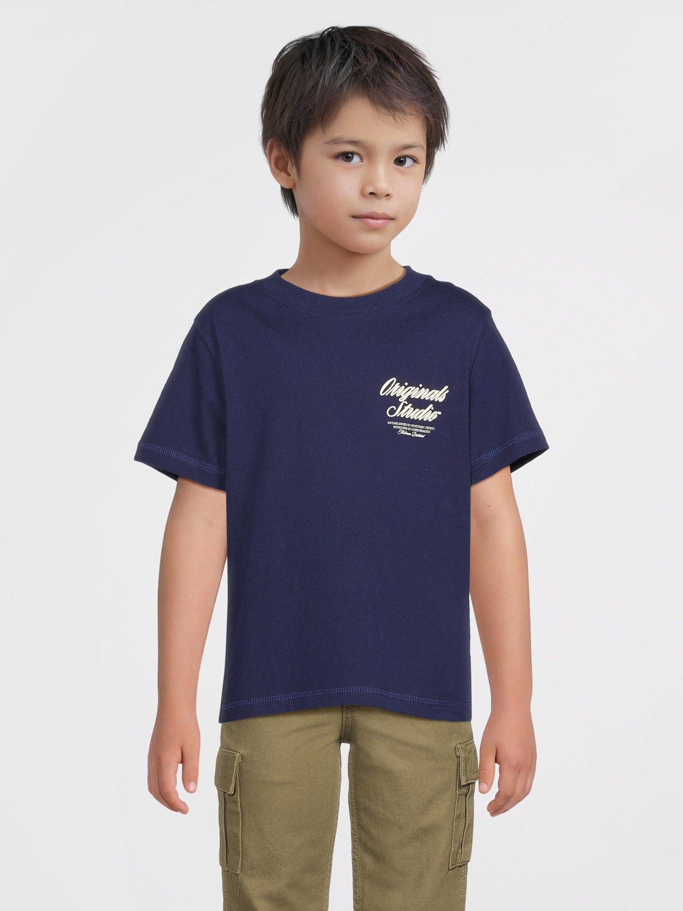 undefined Younger Boys Typo Print Short Sleeve T-shirt - Blue