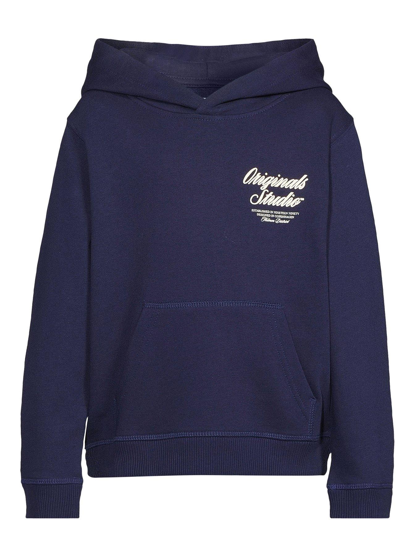 Jack & Jones Mini Younger Boys Typo Hoodie Blue