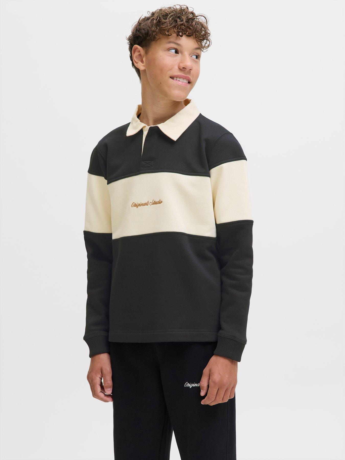Jack & Jones Junior Boys Blocking Polo Sweatshirt - Black
