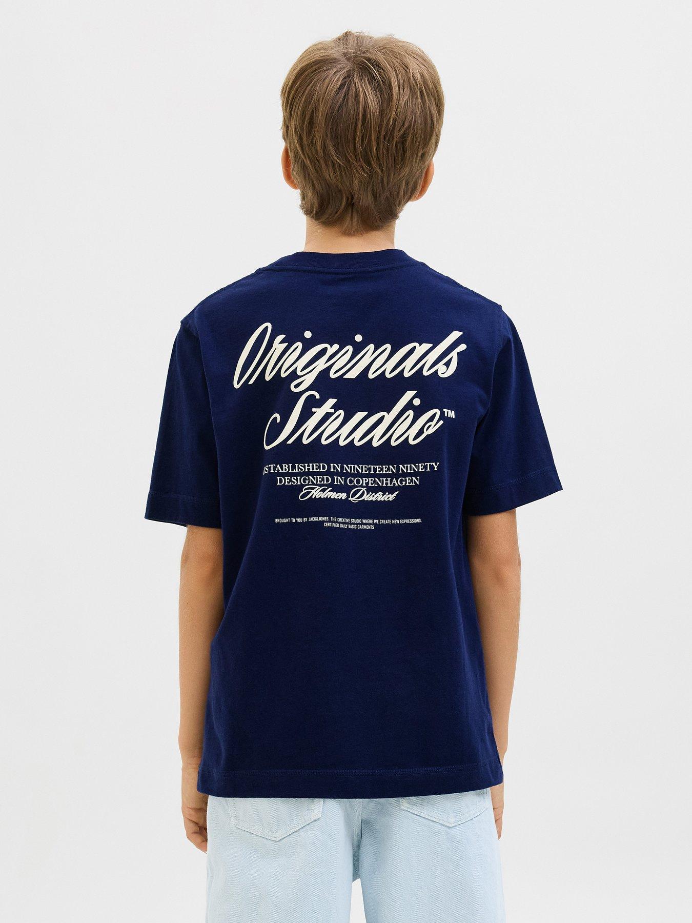 undefined Boys Typo Print Short Sleeve T-Shirt - Blue