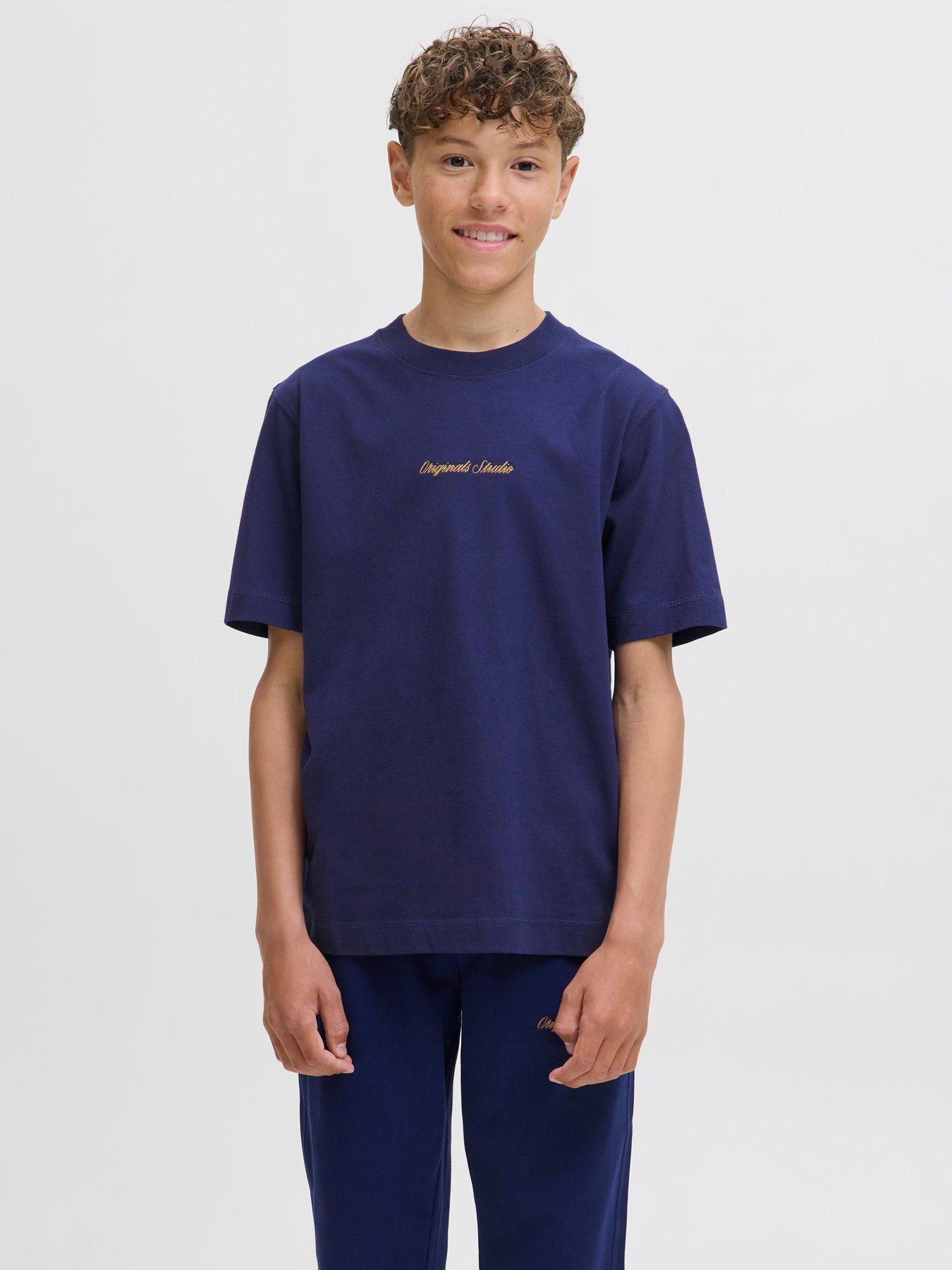 Jack & Jones Junior Boys Embroidered Short Sleeve T-shirt - Blue