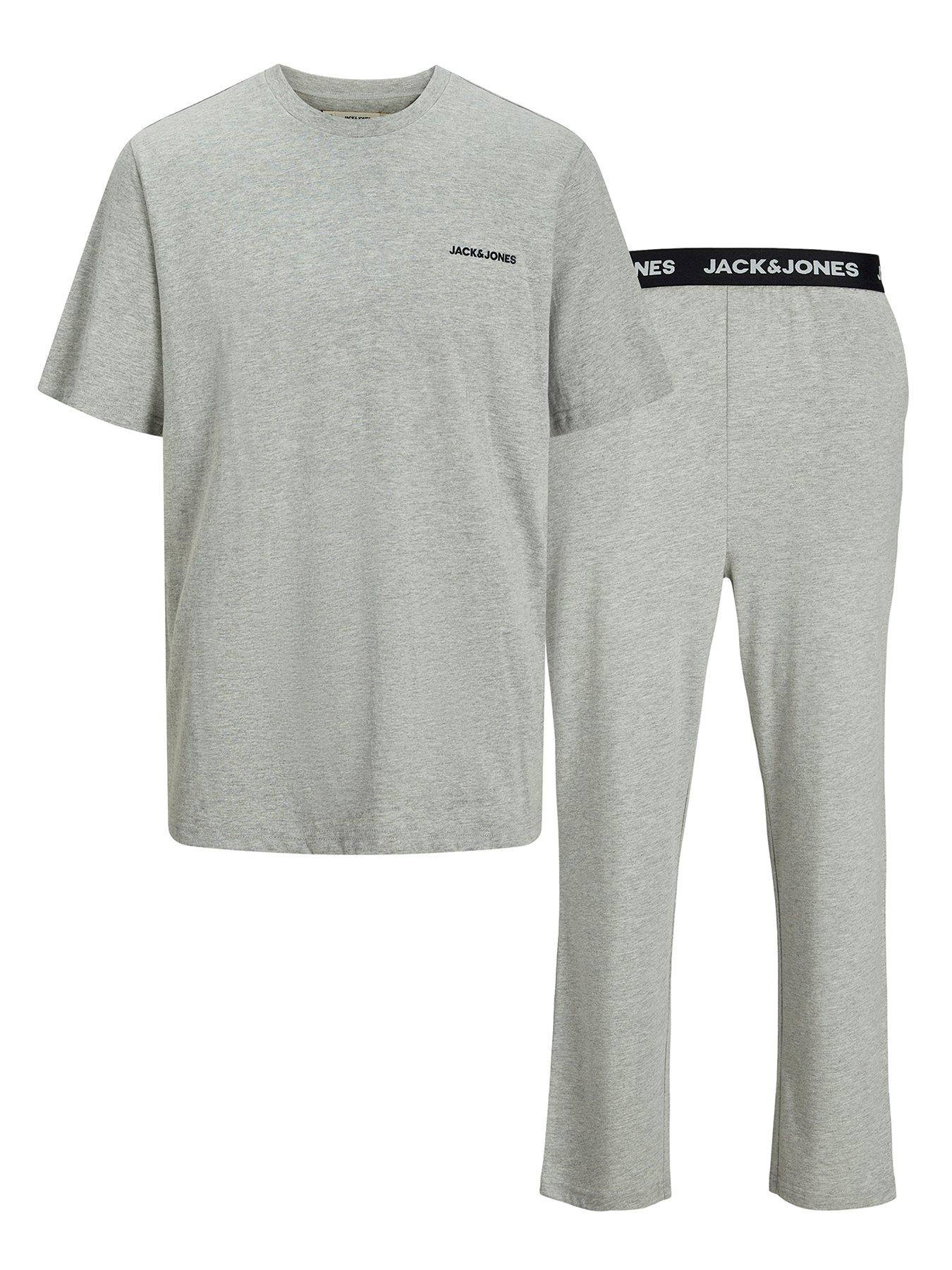Image 1 of 4 of Jack & Jones Junior Boys Everest Short Sleeve T-Shirt &amp; Pants Pyjama Set - Light Grey