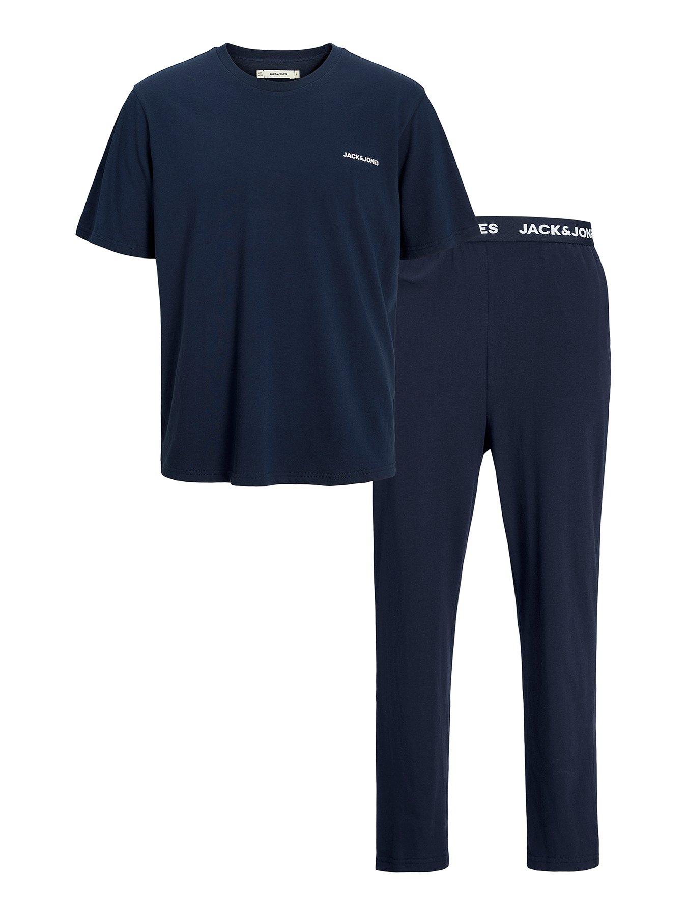 Jack & Jones Junior Boys Everest Short Sleeve T-Shirt Pants Pyjama Set - Navy