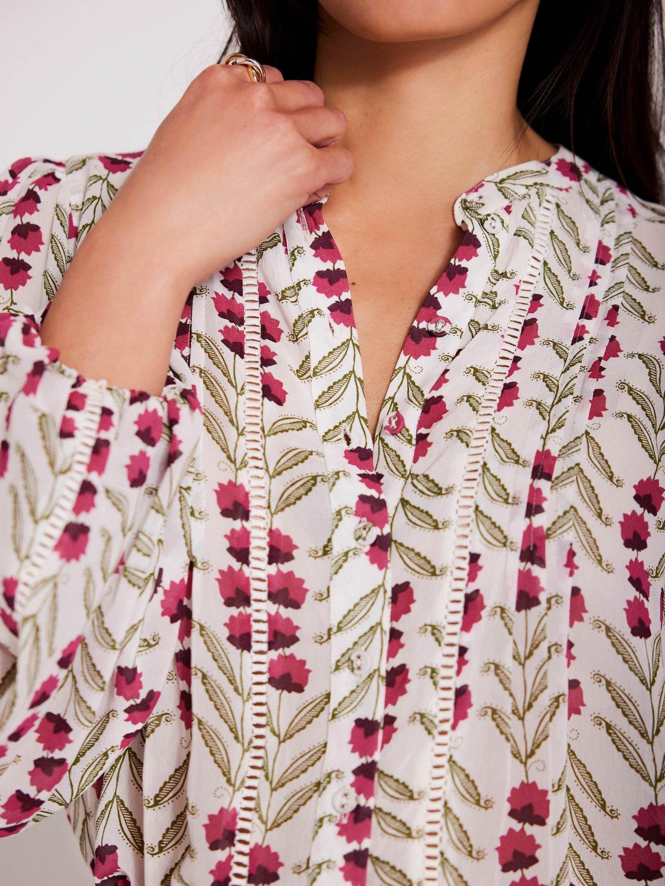 Image 3 of 6 of Mint Velvet Floral Print Boho Blouse - Cream