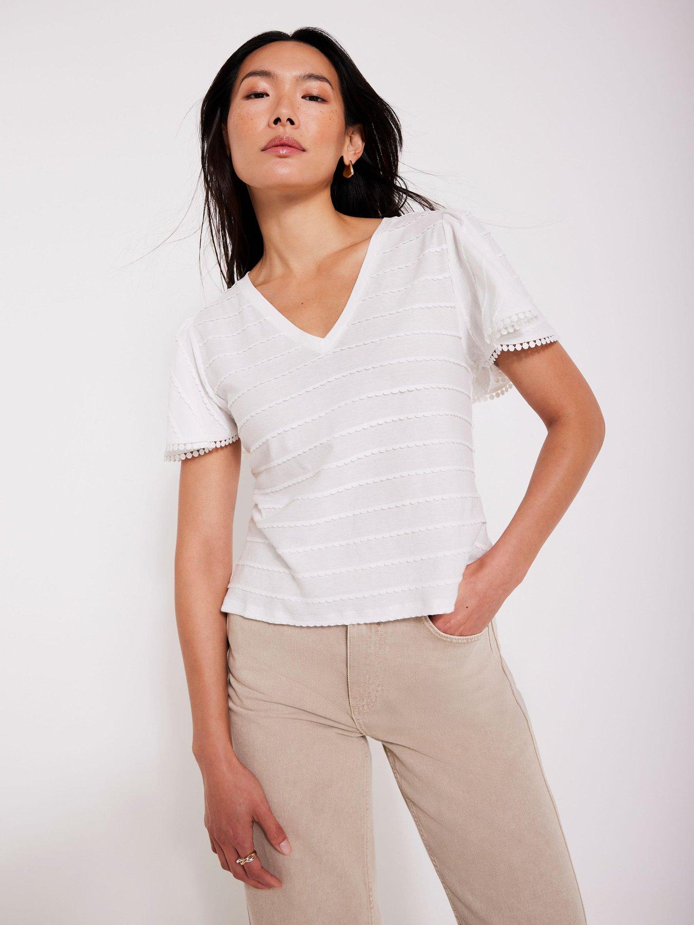 front image of mint-velvet-ivory-v-neck-top