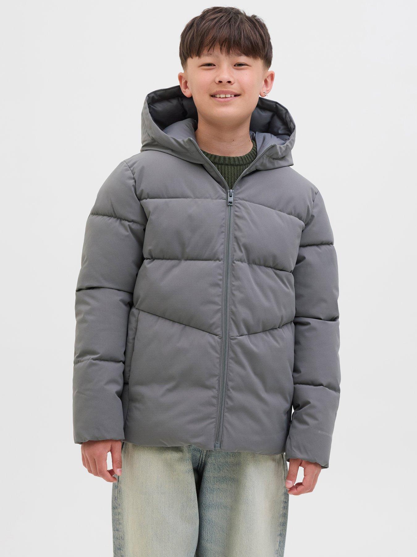  image of jack-jones-junior-boys-padded-jacket-grey