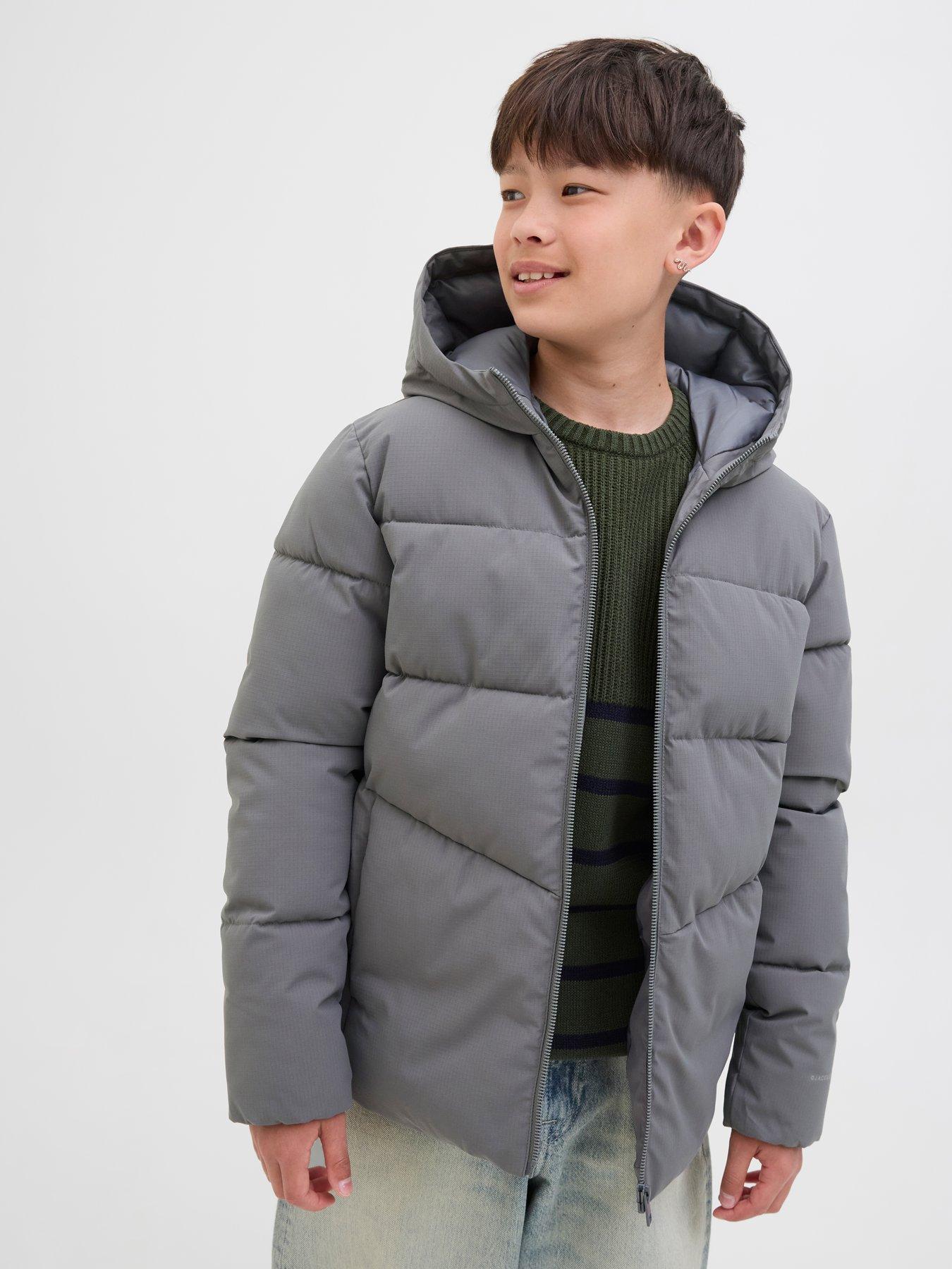  image of jack-jones-junior-boys-padded-jacket-grey