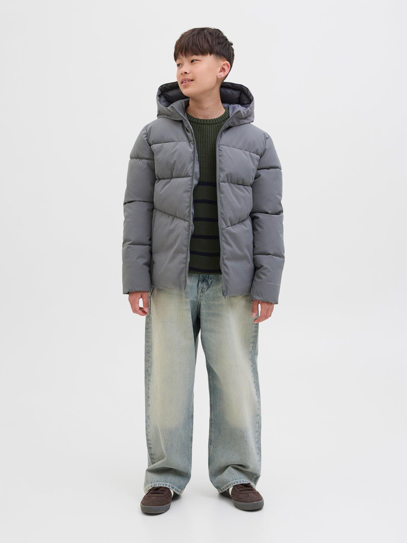  image of jack-jones-junior-boys-padded-jacket-grey