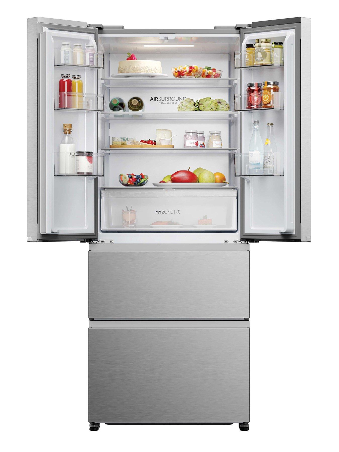 Image 2 of 7 of Haier FD 70 Series 3 HFR3718ENMM Total No Frost American Fridge Freezer, Platinum Inox, E Rated