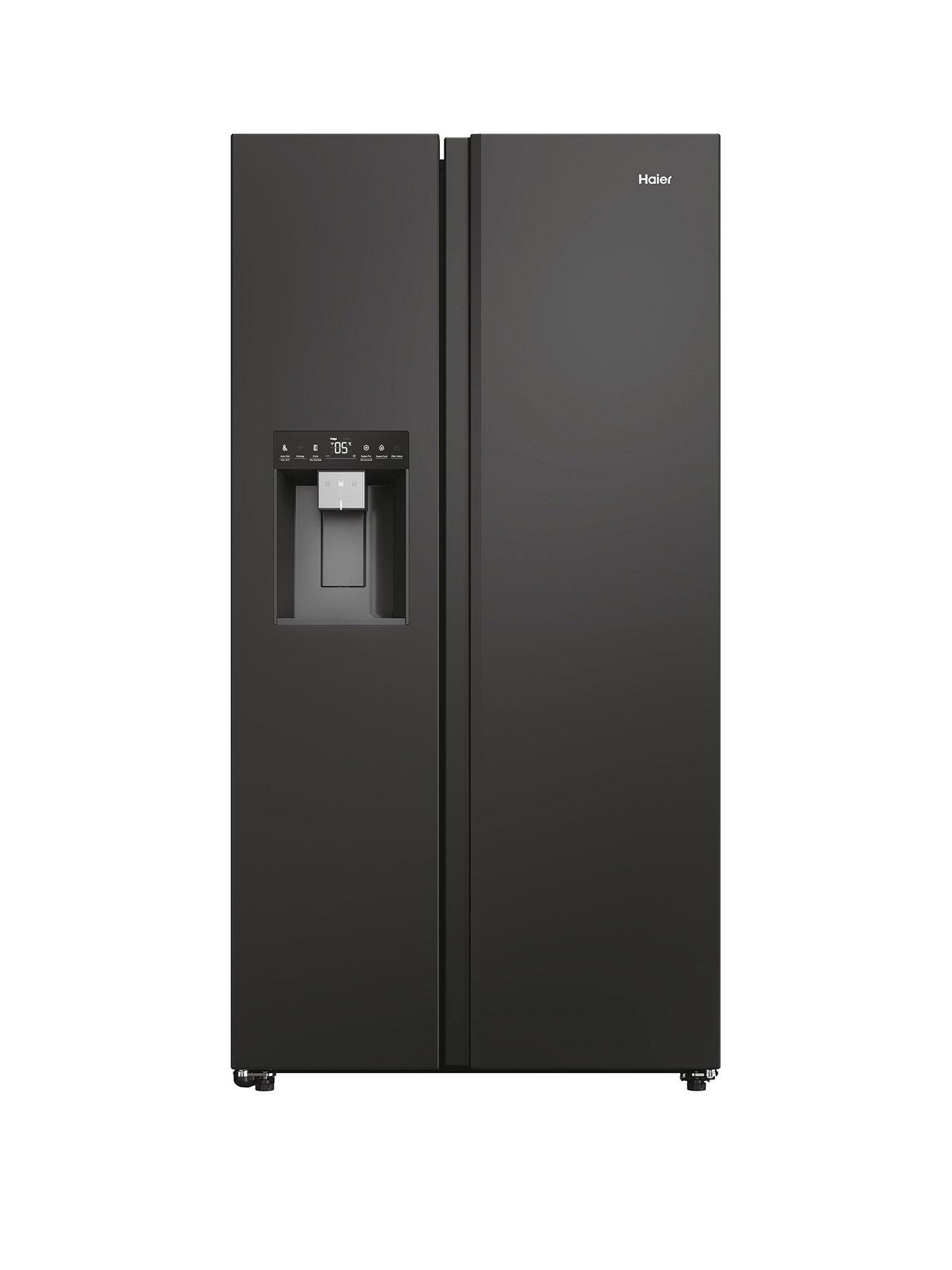 undefined HSW59F18EIPT Plumbed Frost Free American Fridge Freezer, Black, E Rated