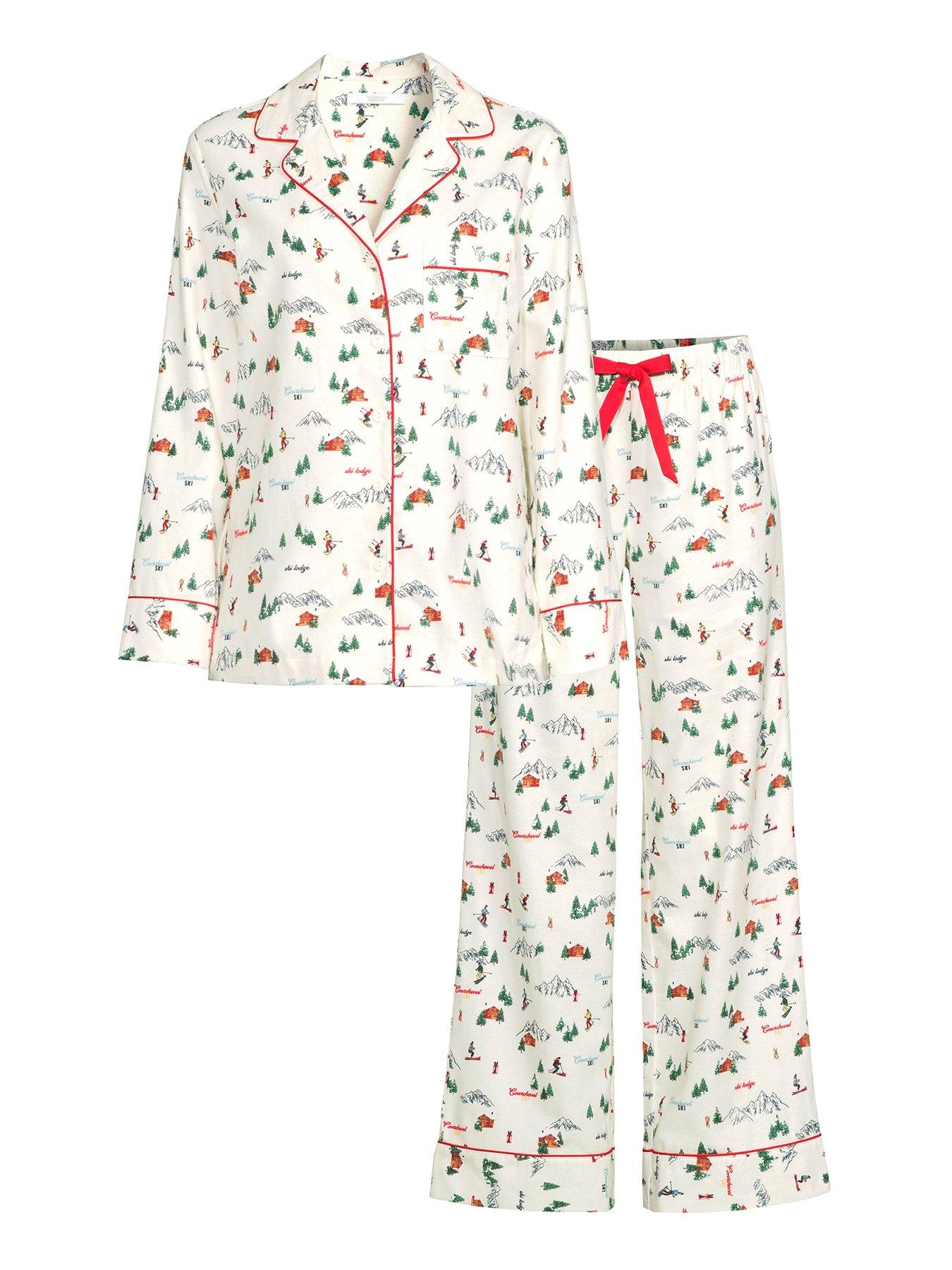  image of michelle-keegan-womens-ski-print-family-pjs-white