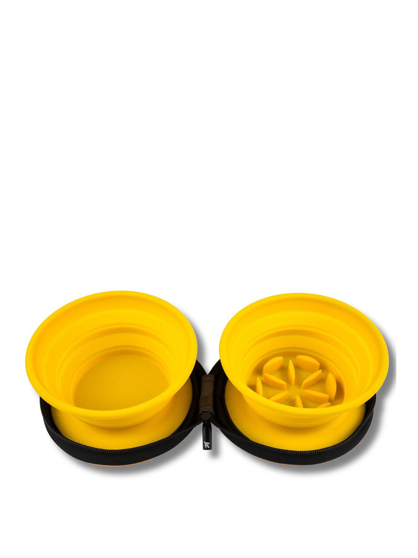 Kiwi Walker Double Travel Bowl - slowfeeder - Orange