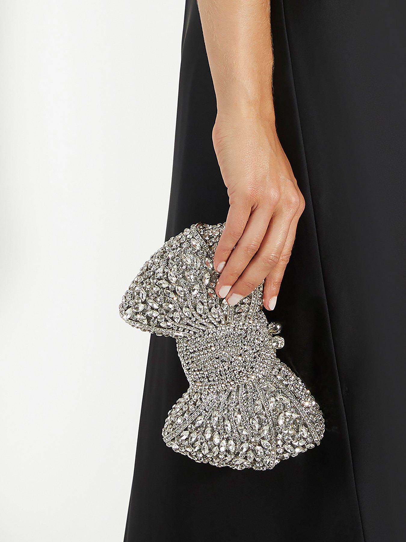 undefined Enchant Embellished Bow Clutch Bag - Silver
